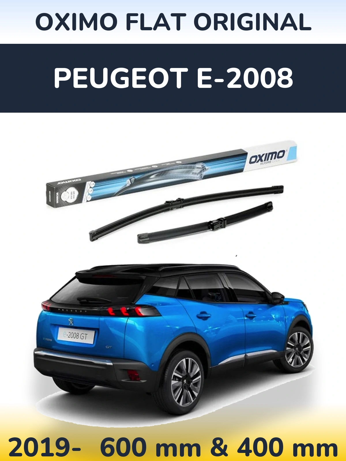 Komplet przednich wycieraczek Oximo Flat Original 600 & 400 mm do Peugeot e-2008 2019-2026