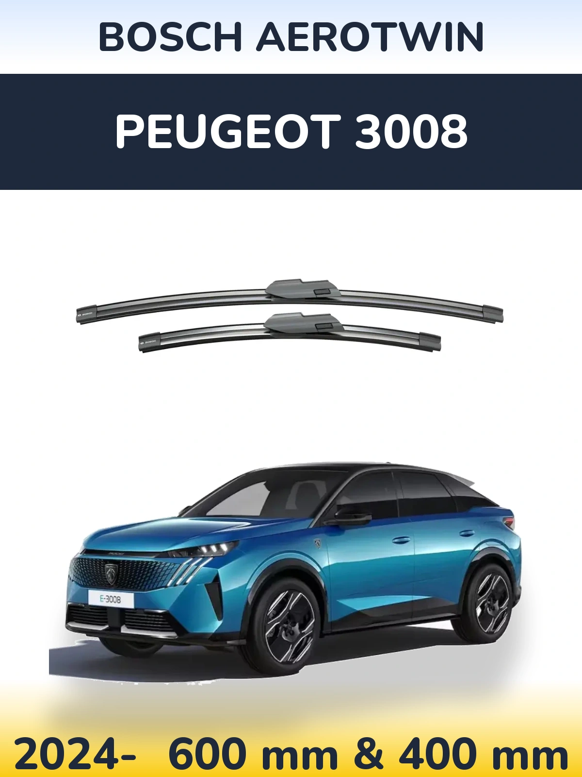 Komplet przednich wycieraczek BOSCH AeroTwin 600 & 400 mm do Peugeot 3008 2024-2026