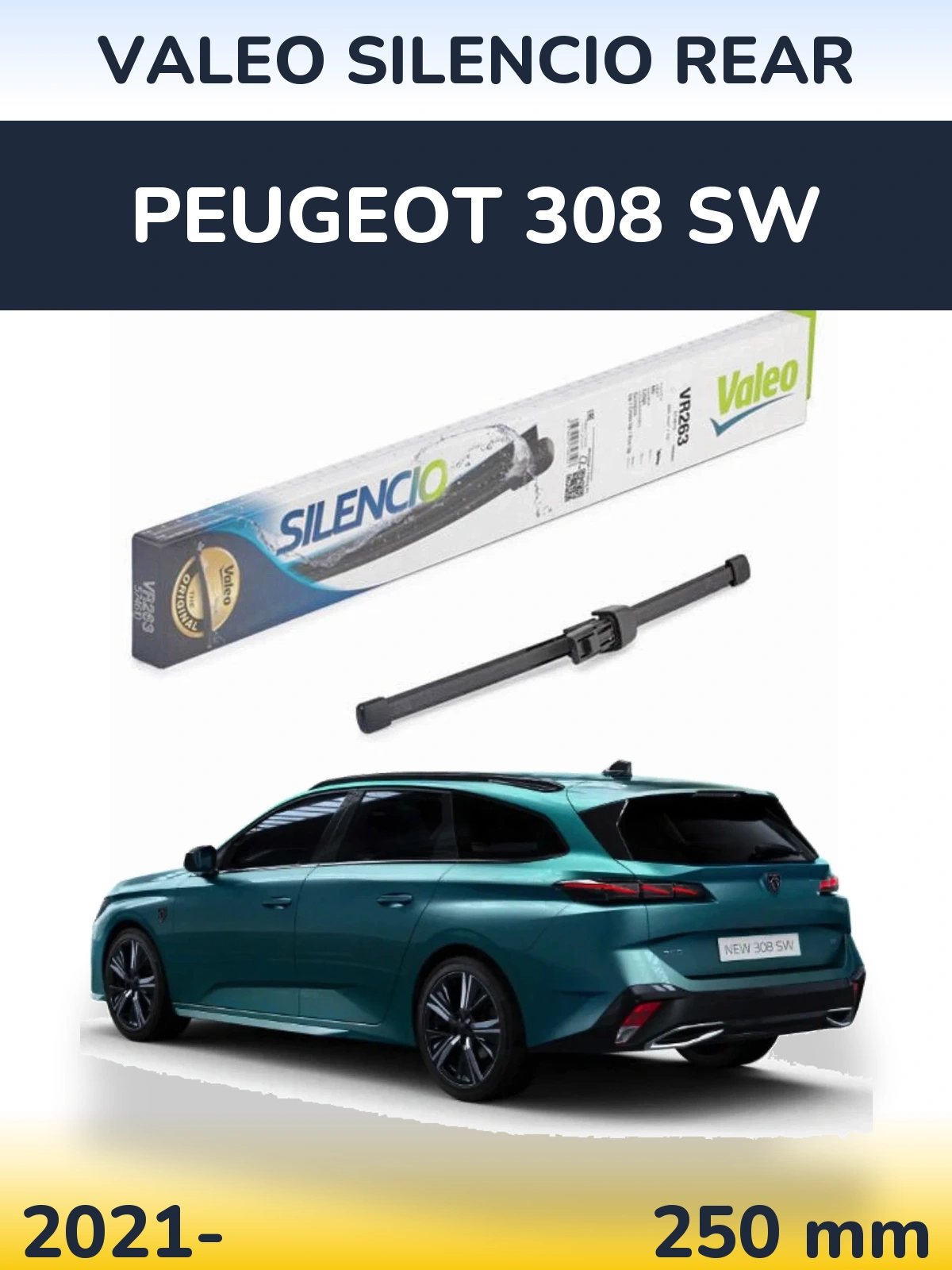 Задня щітка Valeo Silencio Rear 250 мм для Peugeot 308 SW 2021-2026