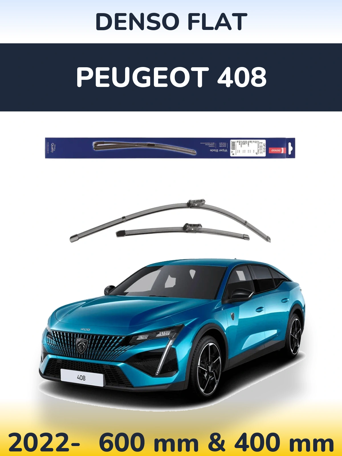 Komplet przednich wycieraczek Denso Flat 600 & 380 mm do Peugeot 408 2022-2026