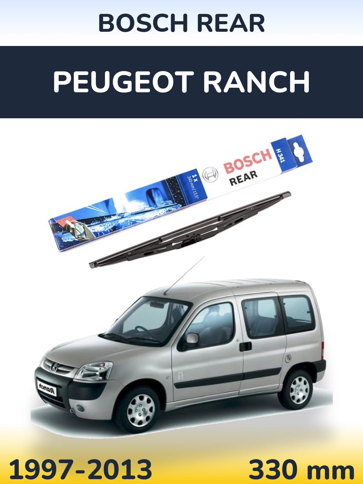 Rear wiper blade BOSCH Rear 340 mm for Peugeot Ranch 1997-2013