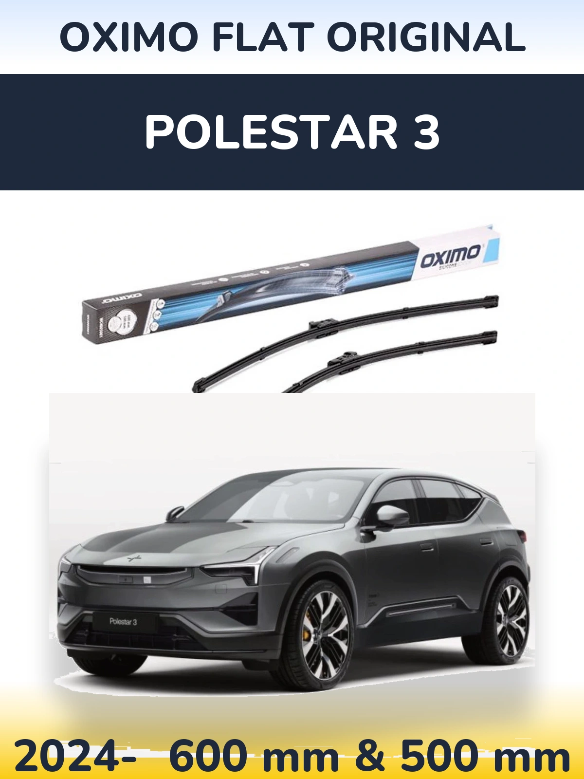 Комплект передних дворников Oximo Flat Original 600 & 500 мм для Polestar 3 2024-2026