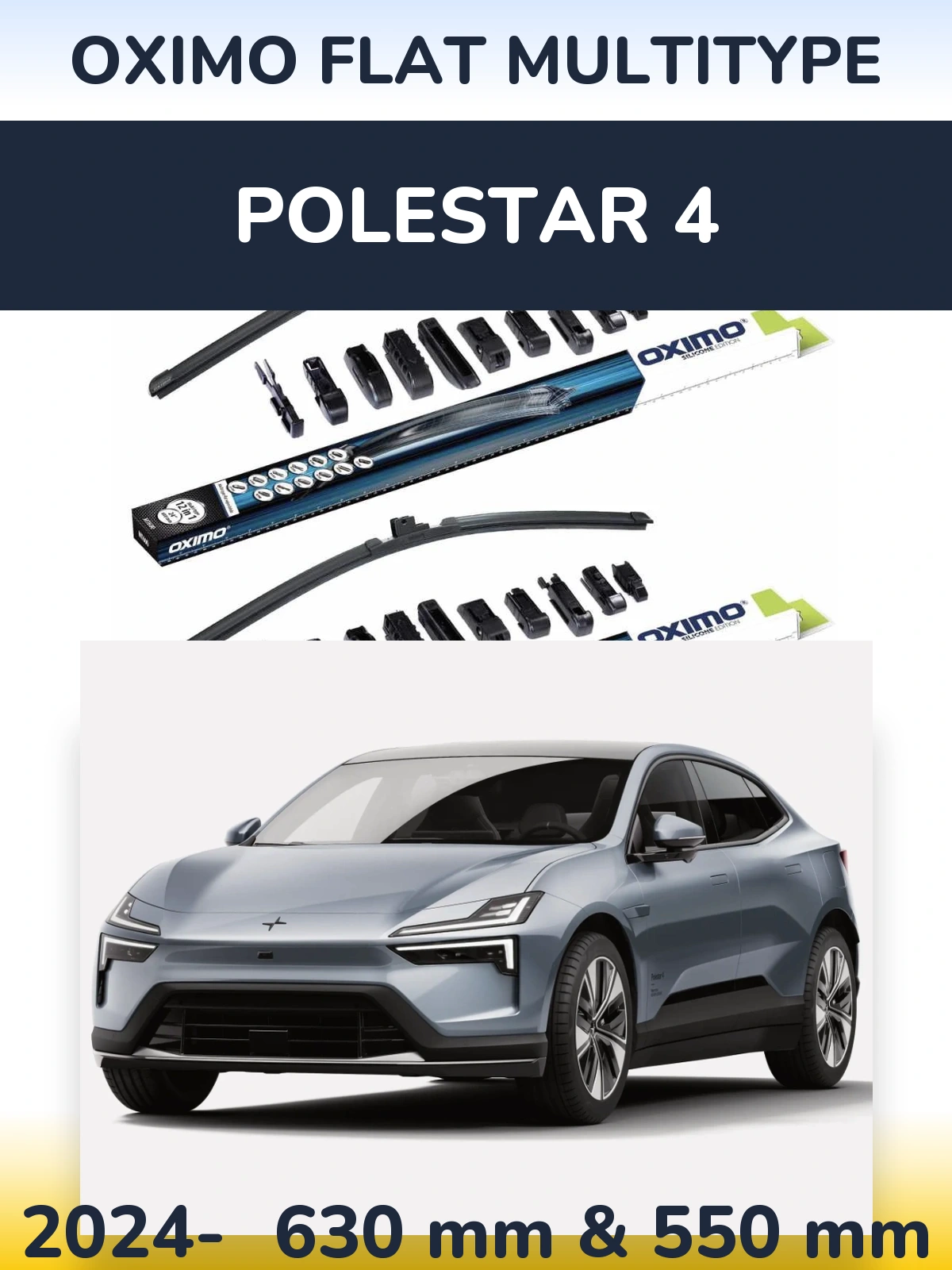 Front wiper blade set Oximo Flat MultiTypee 600 & 550 mm for Polestar 4 2024-2026