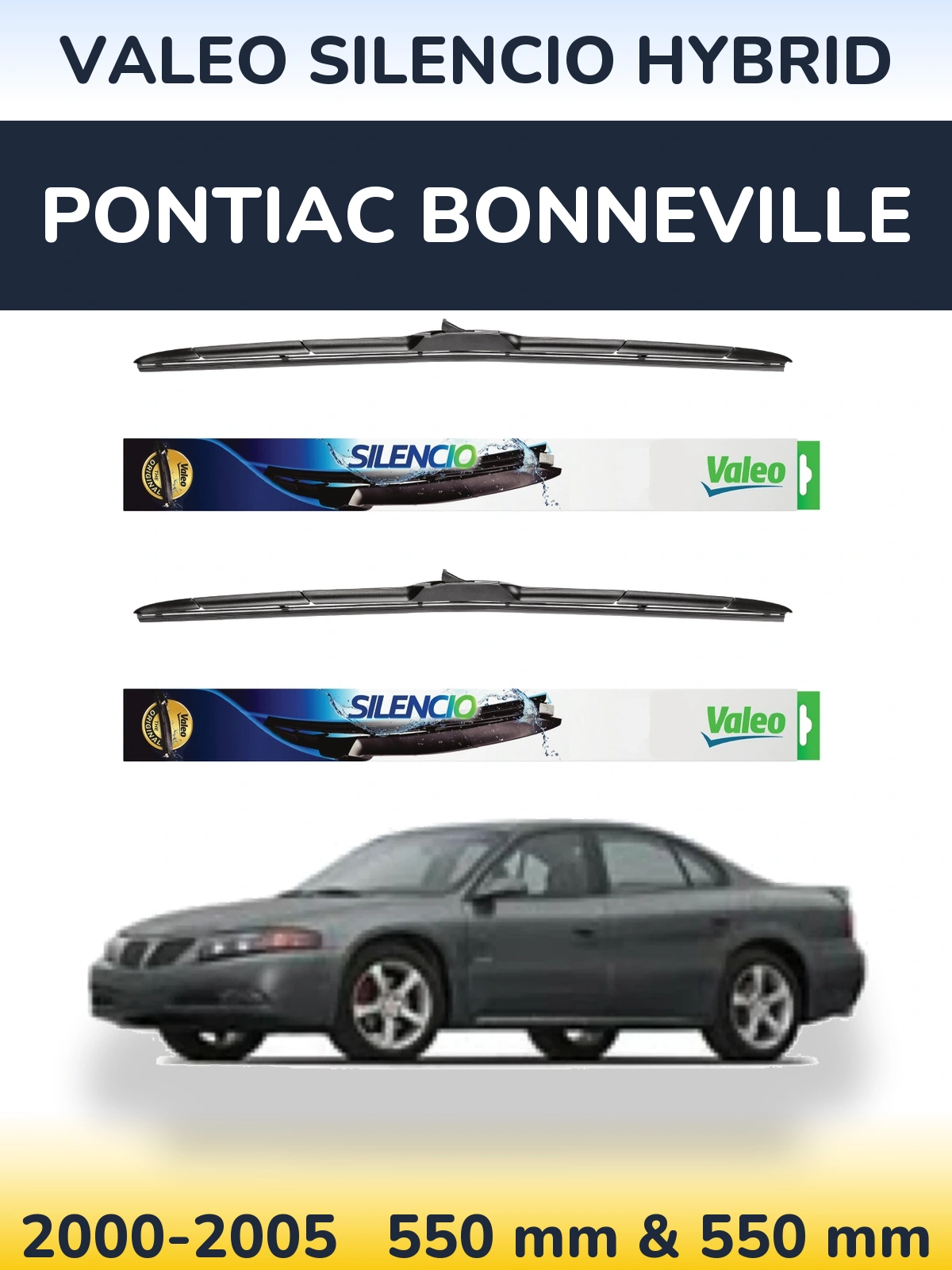 Комплект передних дворников Valeo Silencio Hybrid 550 & 550 мм для Pontiac Bonneville 2000-2005