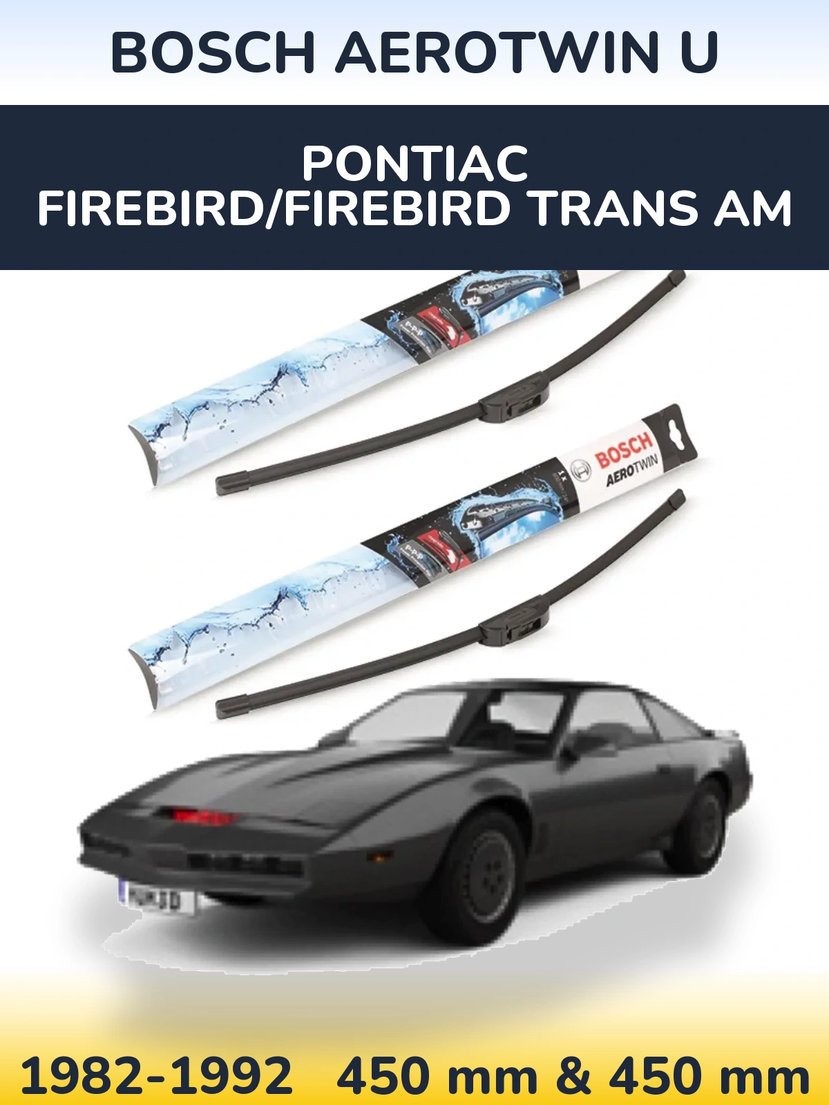 Комплект передних дворников BOSCH AeroTwin U 450 & 450 мм для Pontiac Firebird/Firebird Trans Am 1982-1992
