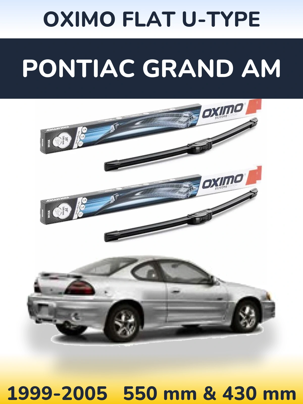 Комплект передних дворников Oximo Flat U-type 550 & 430 мм для Pontiac Grand AM 1999-2005