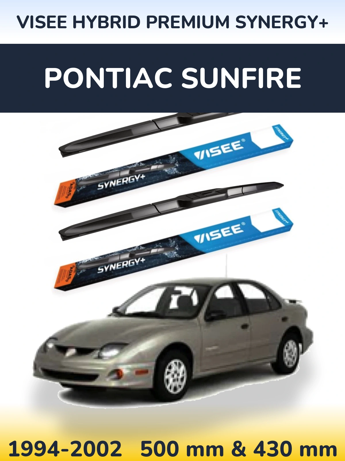 Komplet przednich wycieraczek VISEE HYBRID PREMIUM SYNERGY+ 500 & 430 mm do Pontiac Sunfire 1994-2002
