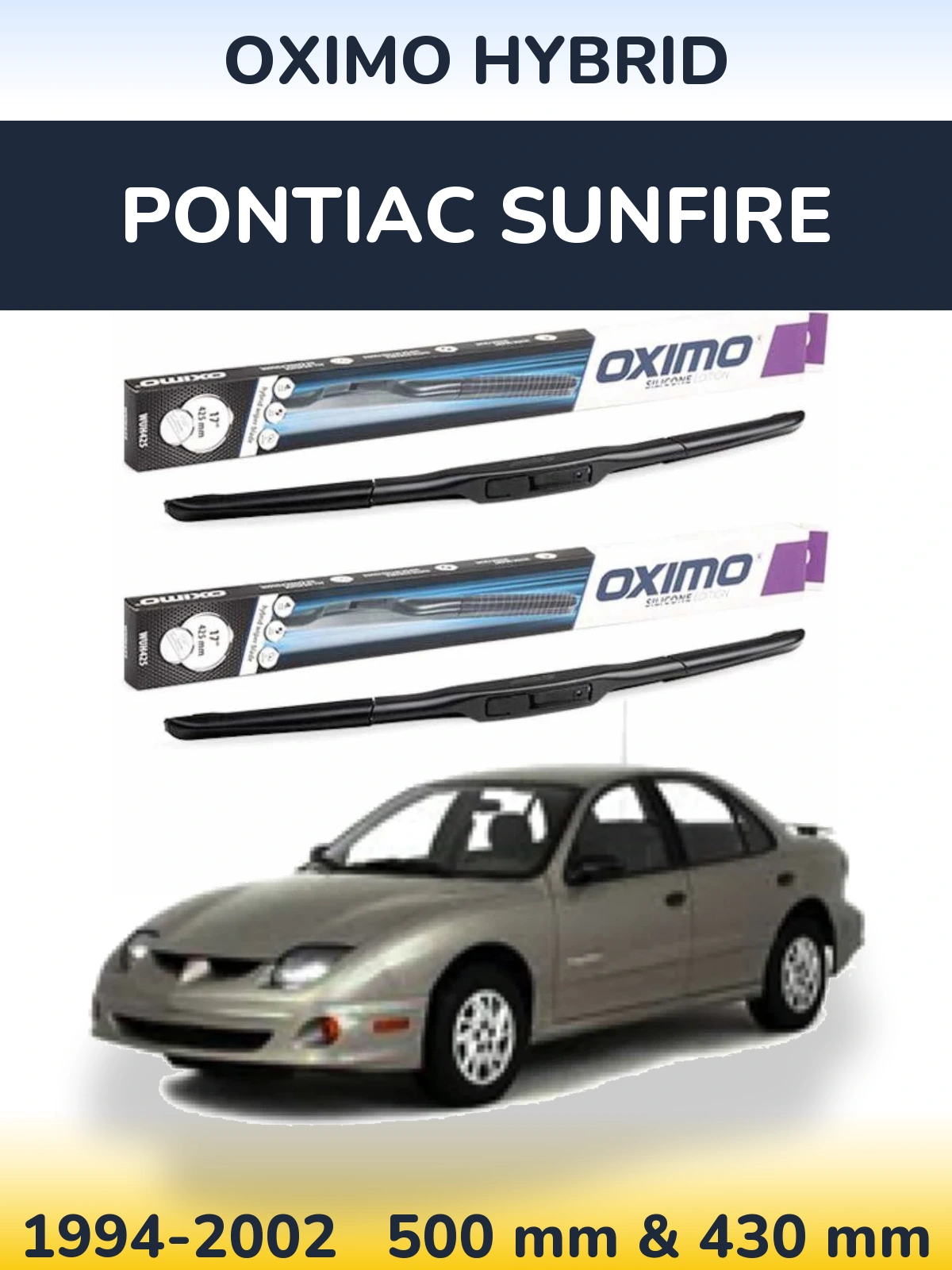 Komplet przednich wycieraczek Oximo Hybrid 500 & 430 mm do Pontiac Sunfire 1994-2002