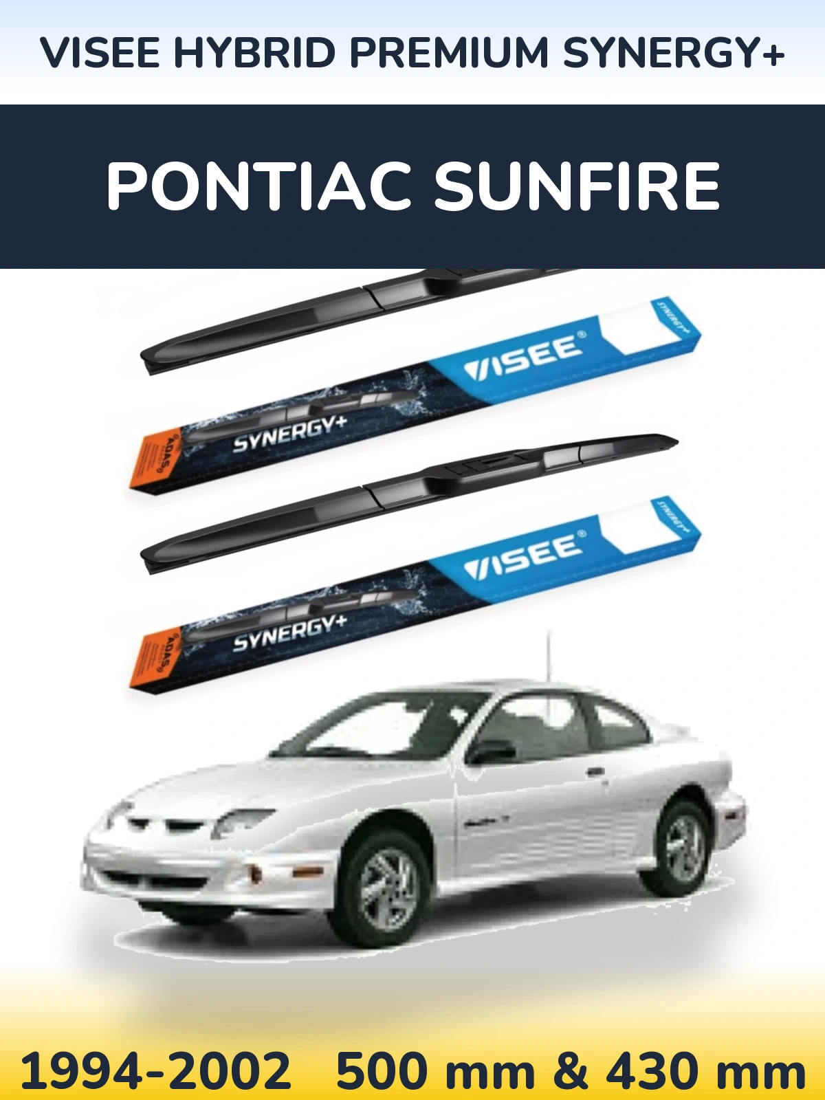 Комплект передних дворников VISEE HYBRID PREMIUM SYNERGY+ 500 & 430 мм для Pontiac Sunfire 1994-2002