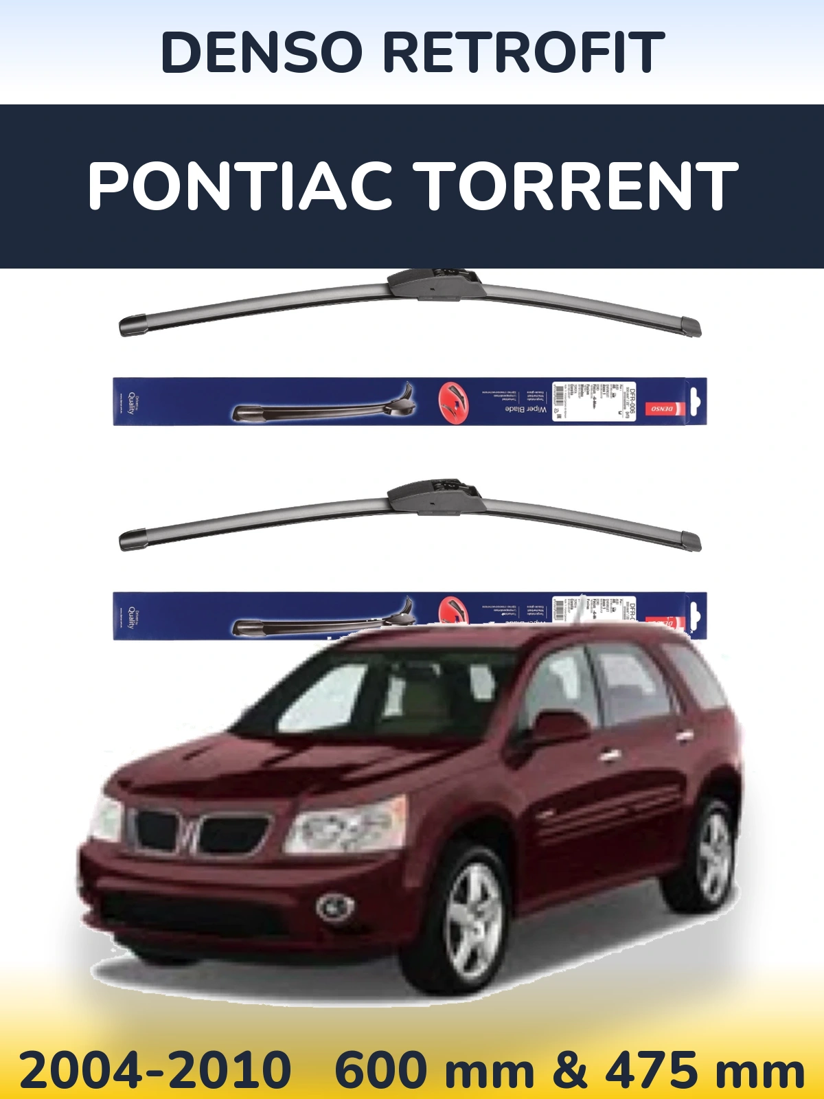 Komplet przednich wycieraczek Denso Retrofit 600 & 475 mm do Pontiac Torrent 2004-2010