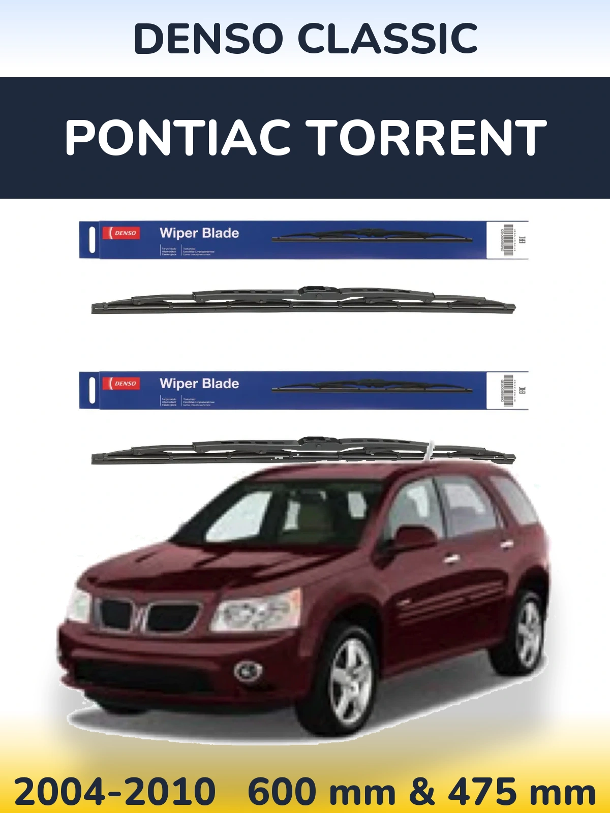 Komplet przednich wycieraczek Denso Classic 600 & 475 mm do Pontiac Torrent 2004-2010