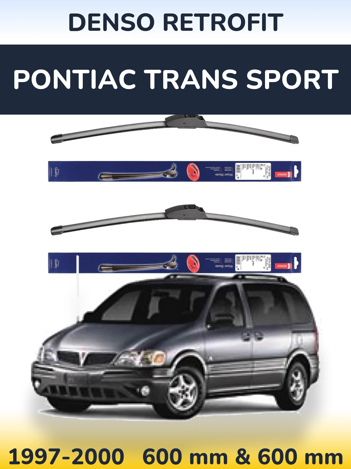 Комплект передних дворников Denso Retrofit 600 & 600 мм для Pontiac Trans Sport 1997-2000