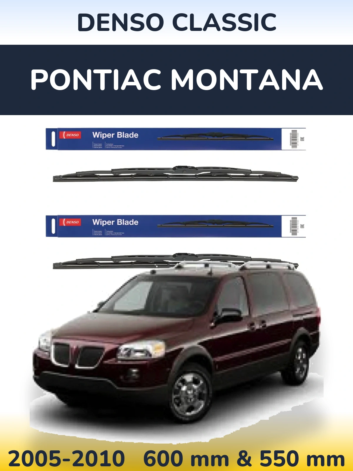Komplet przednich wycieraczek Denso Classic 600 & 550 mm do Pontiac Montana 2005-2010