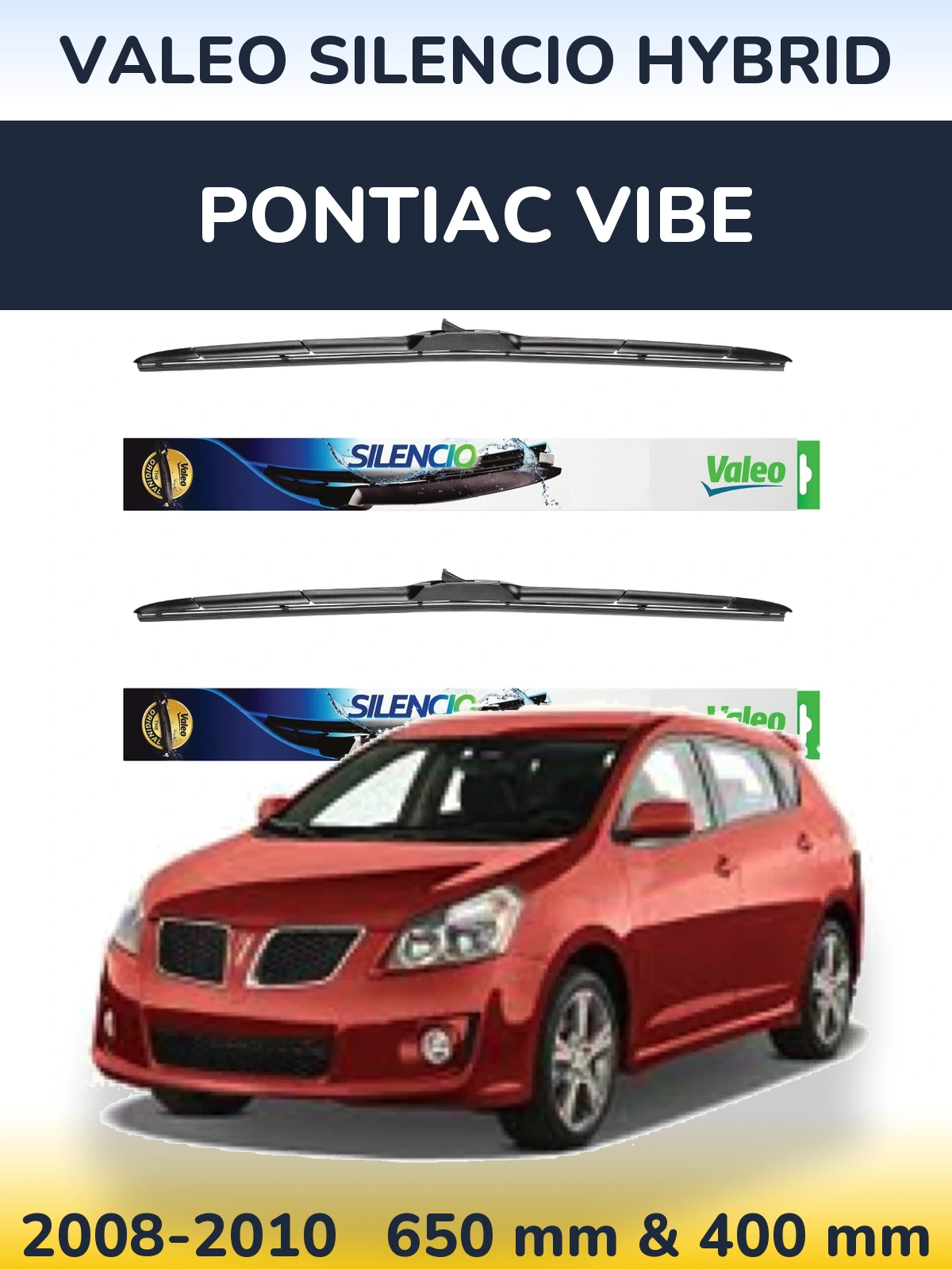 Комплект передних дворников Valeo Silencio Hybrid 650 & 400 мм для Pontiac Vibe 2008-2010