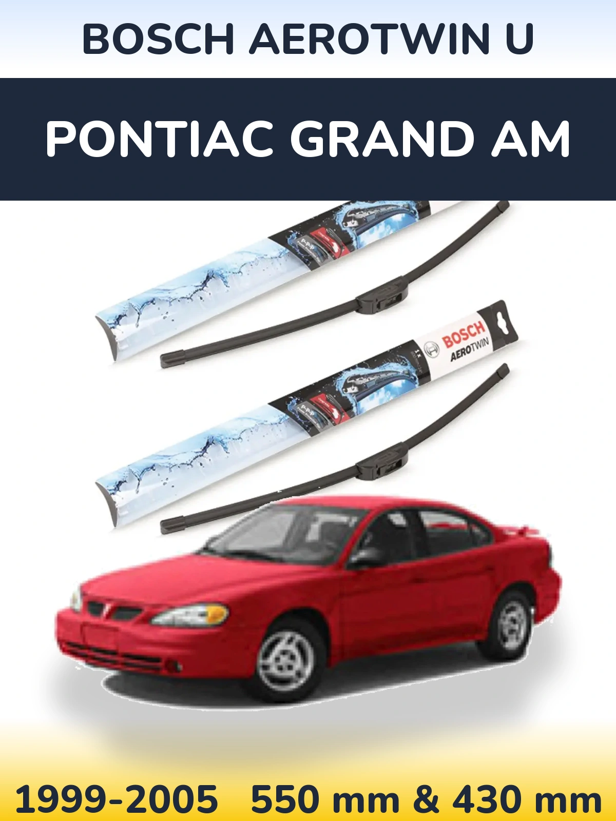 Комплект передних дворников BOSCH AeroTwin U 550 & 430 мм для Pontiac Grand AM 1999-2005