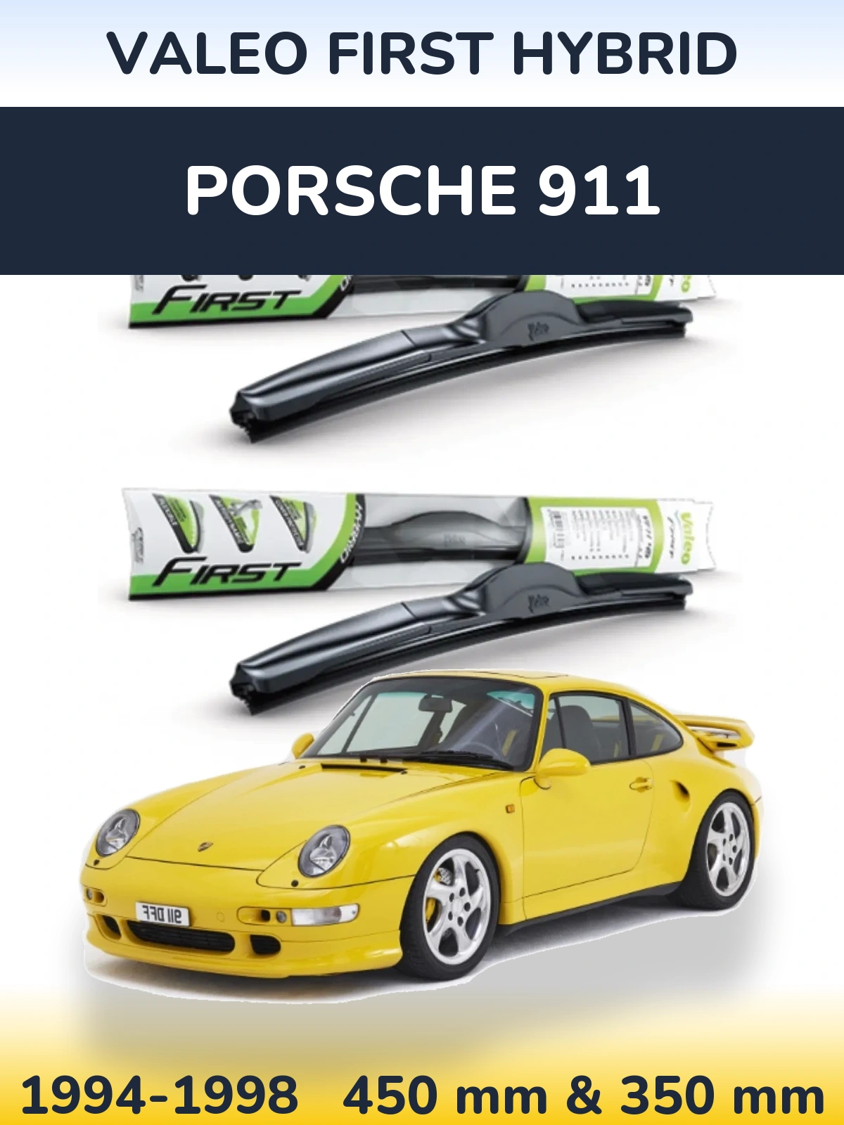 Komplet przednich wycieraczek Valeo First Hybrid 450 & 350 mm do Porsche 911 1994-1998