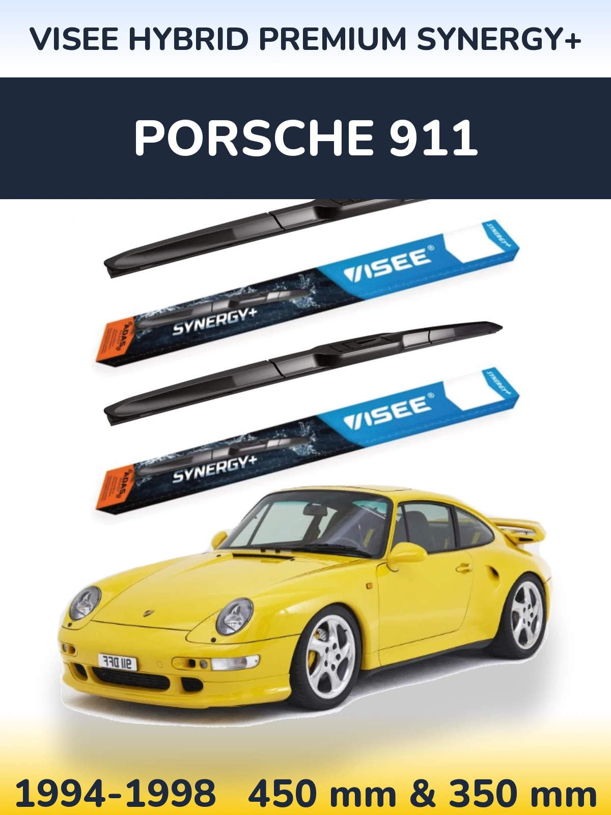 Komplet przednich wycieraczek VISEE HYBRID PREMIUM SYNERGY+ 450 & 350 mm do Porsche 911 1994-1998