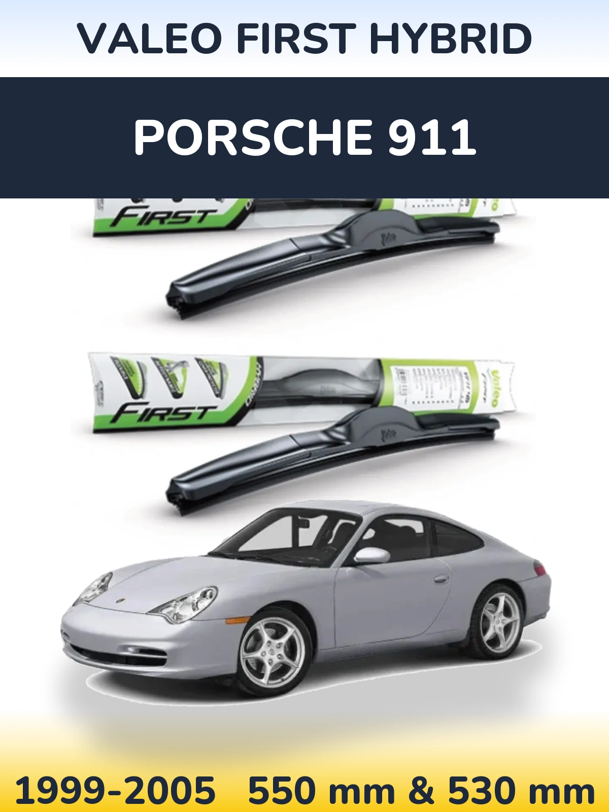 Komplet przednich wycieraczek Valeo First Hybrid 550 & 530 mm do Porsche 911 1999-2005