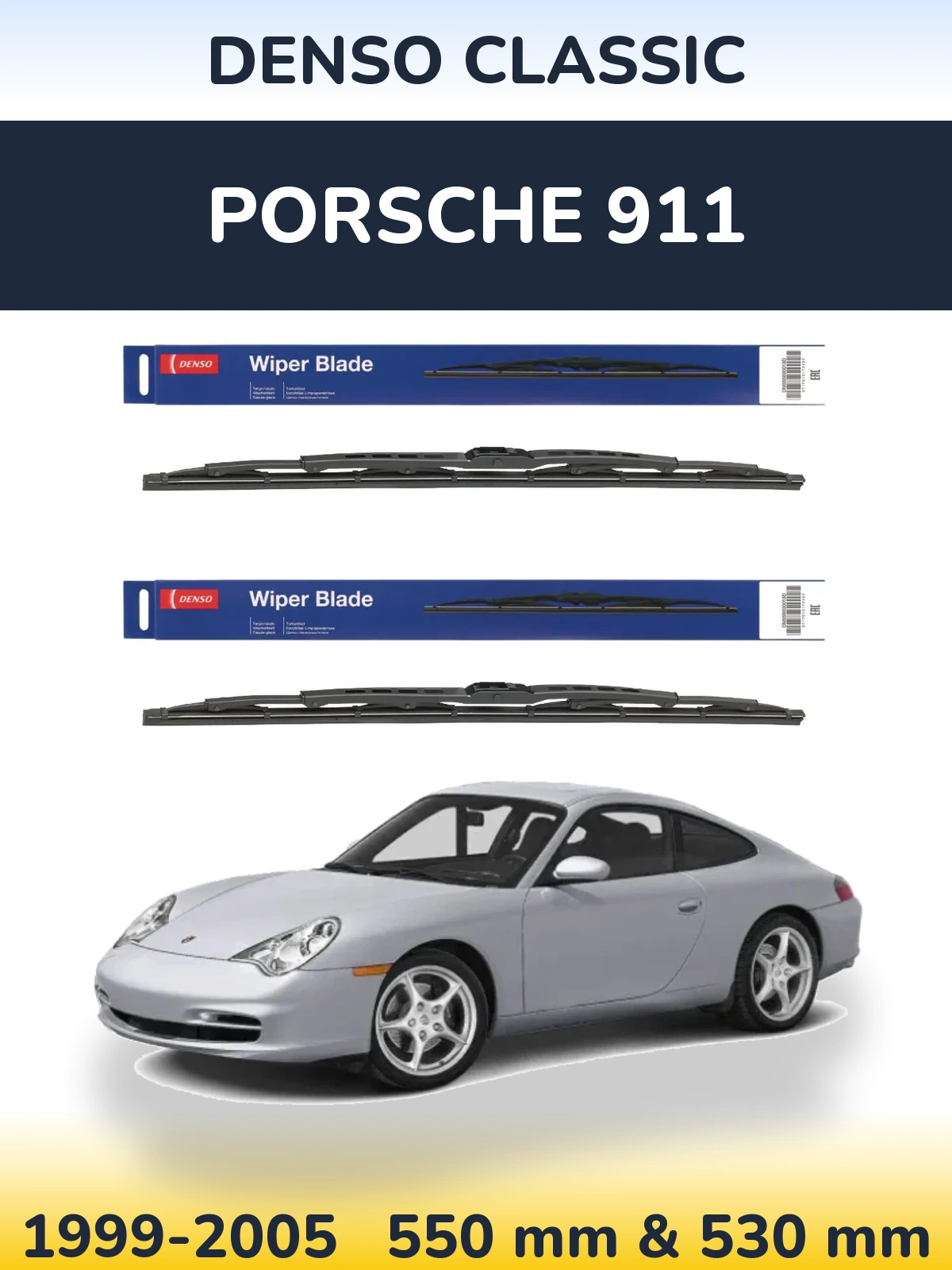 Комплект передних дворников Denso Classic 550 & 530 мм для Porsche 911 1999-2005