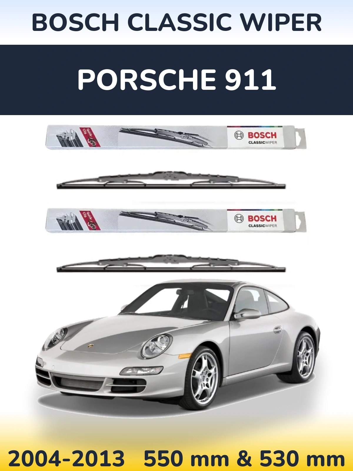 Komplet przednich wycieraczek BOSCH Classic Wiper 550 & 530 mm do Porsche 911 2004-2013