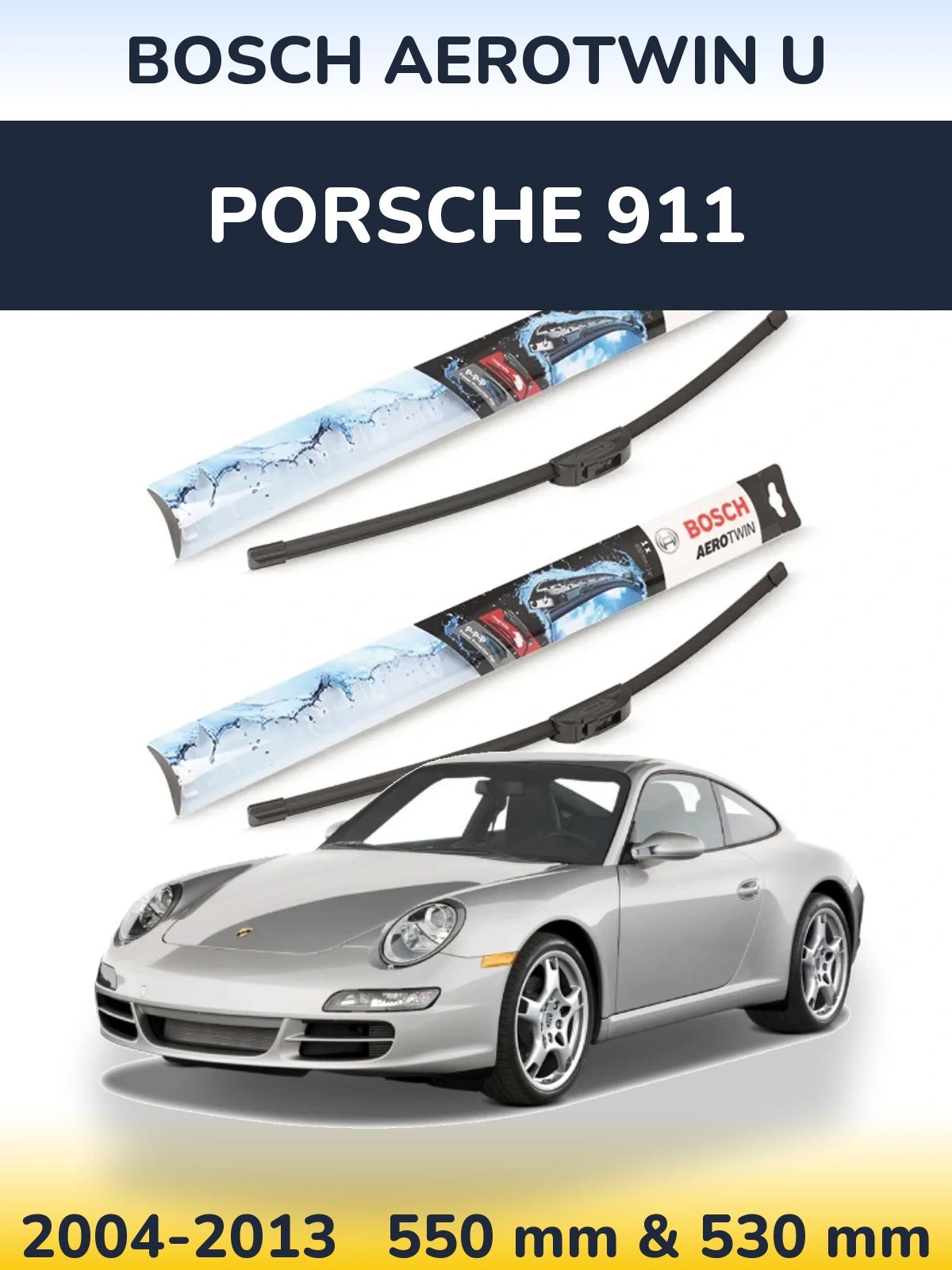 Komplet przednich wycieraczek BOSCH AeroTwin U 550 & 530 mm do Porsche 911 2004-2013