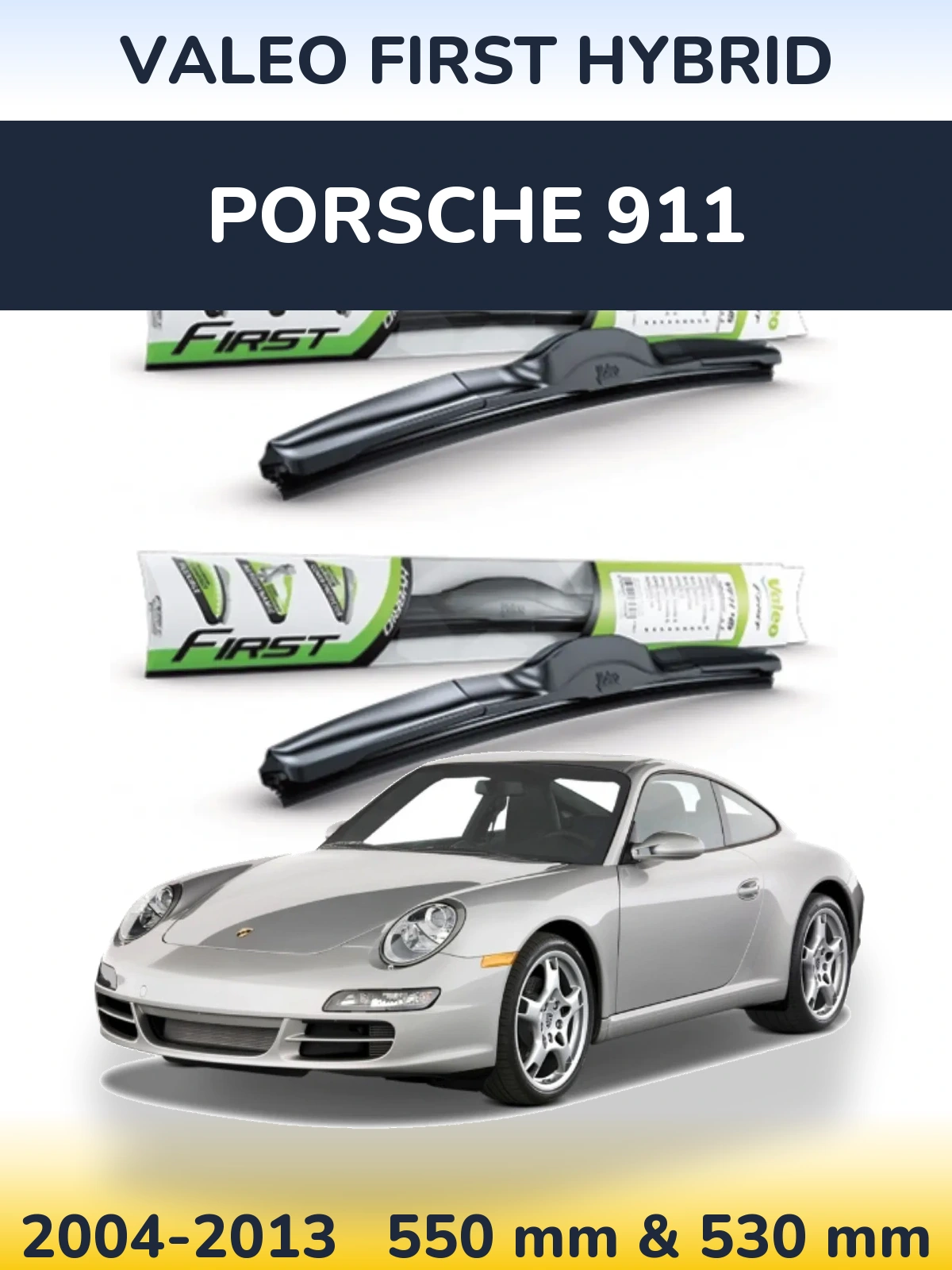 Komplet przednich wycieraczek Valeo First Hybrid 550 & 530 mm do Porsche 911 2004-2013