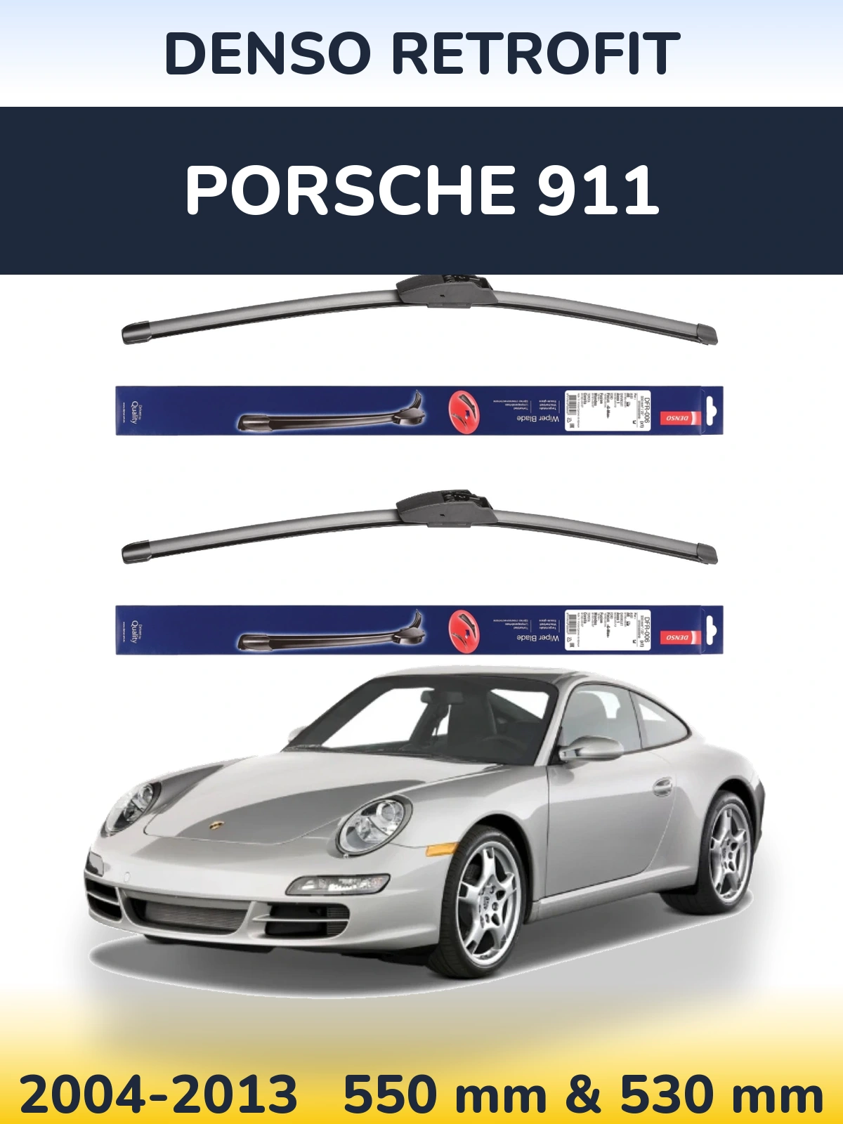 Комплект передних дворников Denso Retrofit 550 & 530 мм для Porsche 911 2004-2013