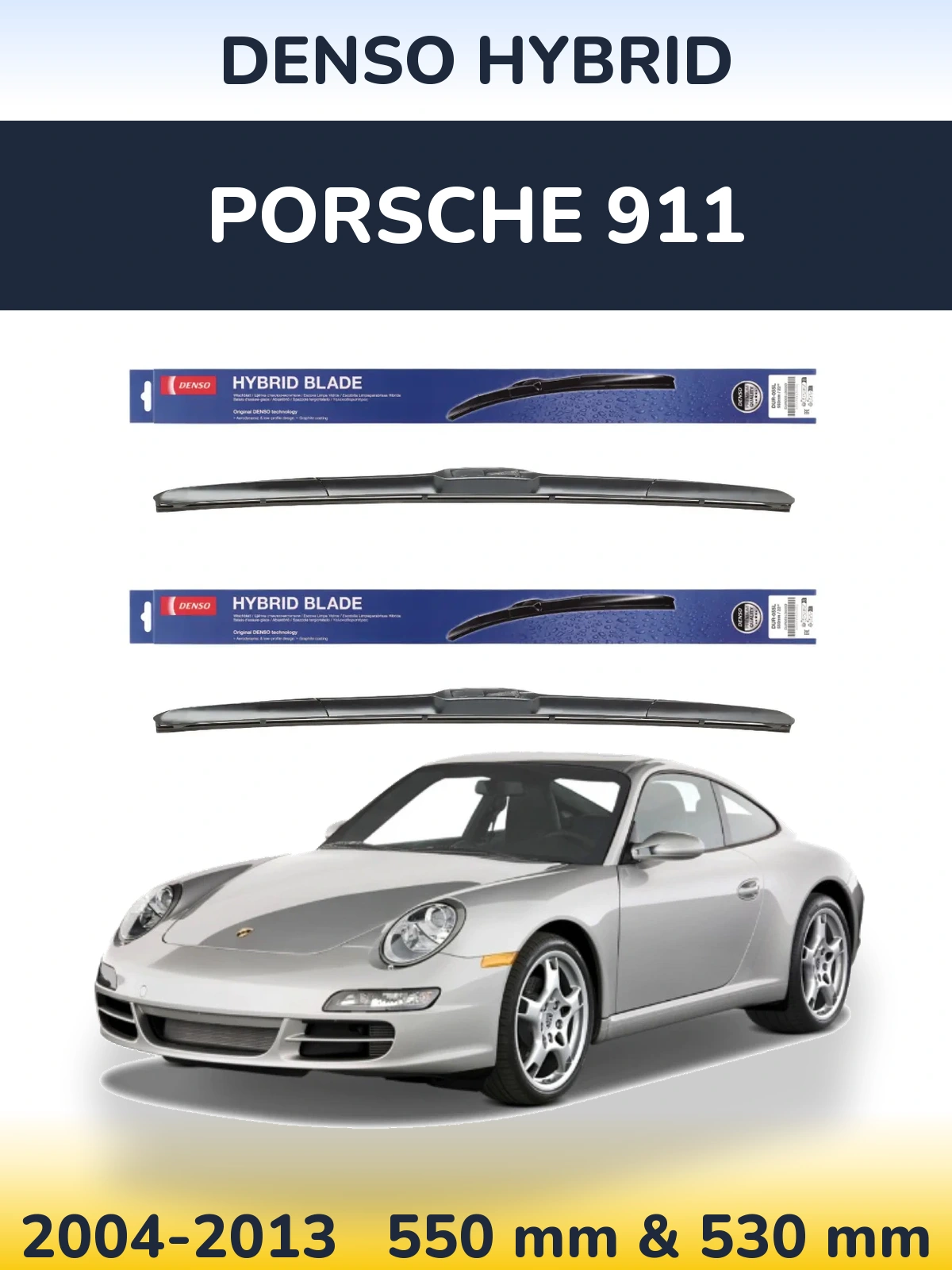 Komplet przednich wycieraczek Denso Hybrid 550 & 530 mm do Porsche 911 2004-2013