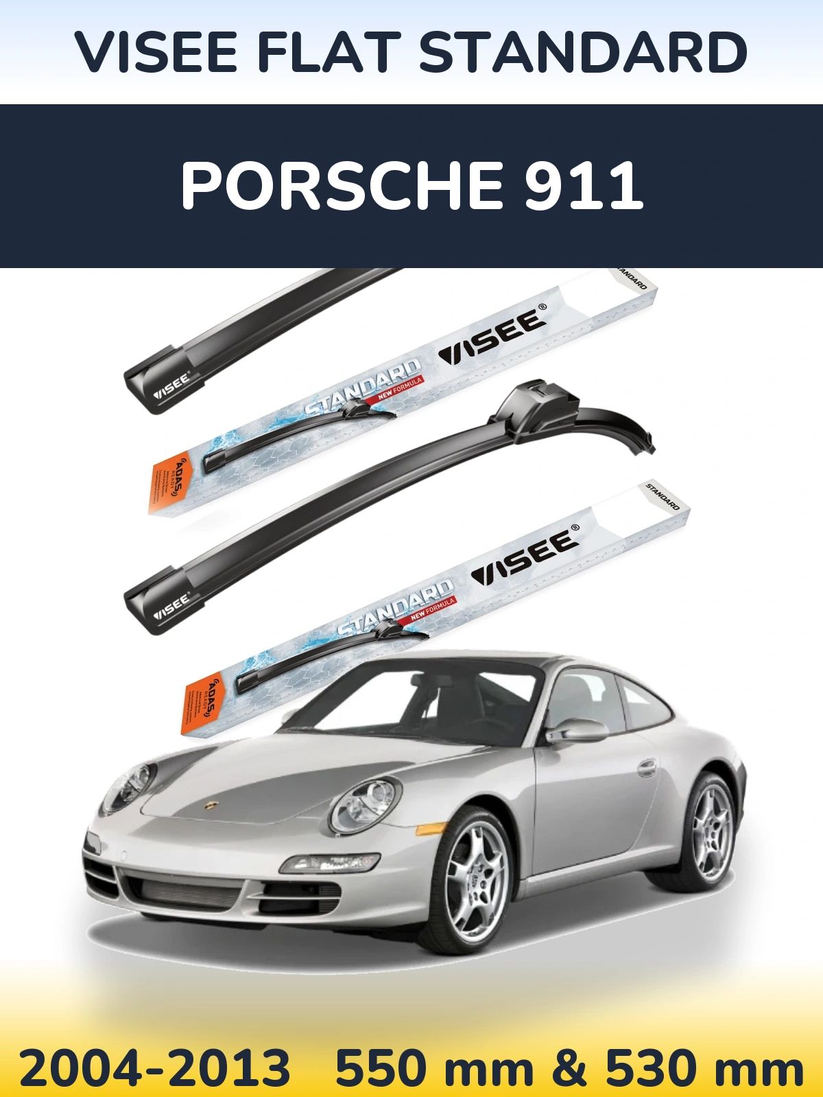 Комплект передних дворников VISEE FLAT STANDARD 550 & 530 мм для Porsche 911 2004-2013