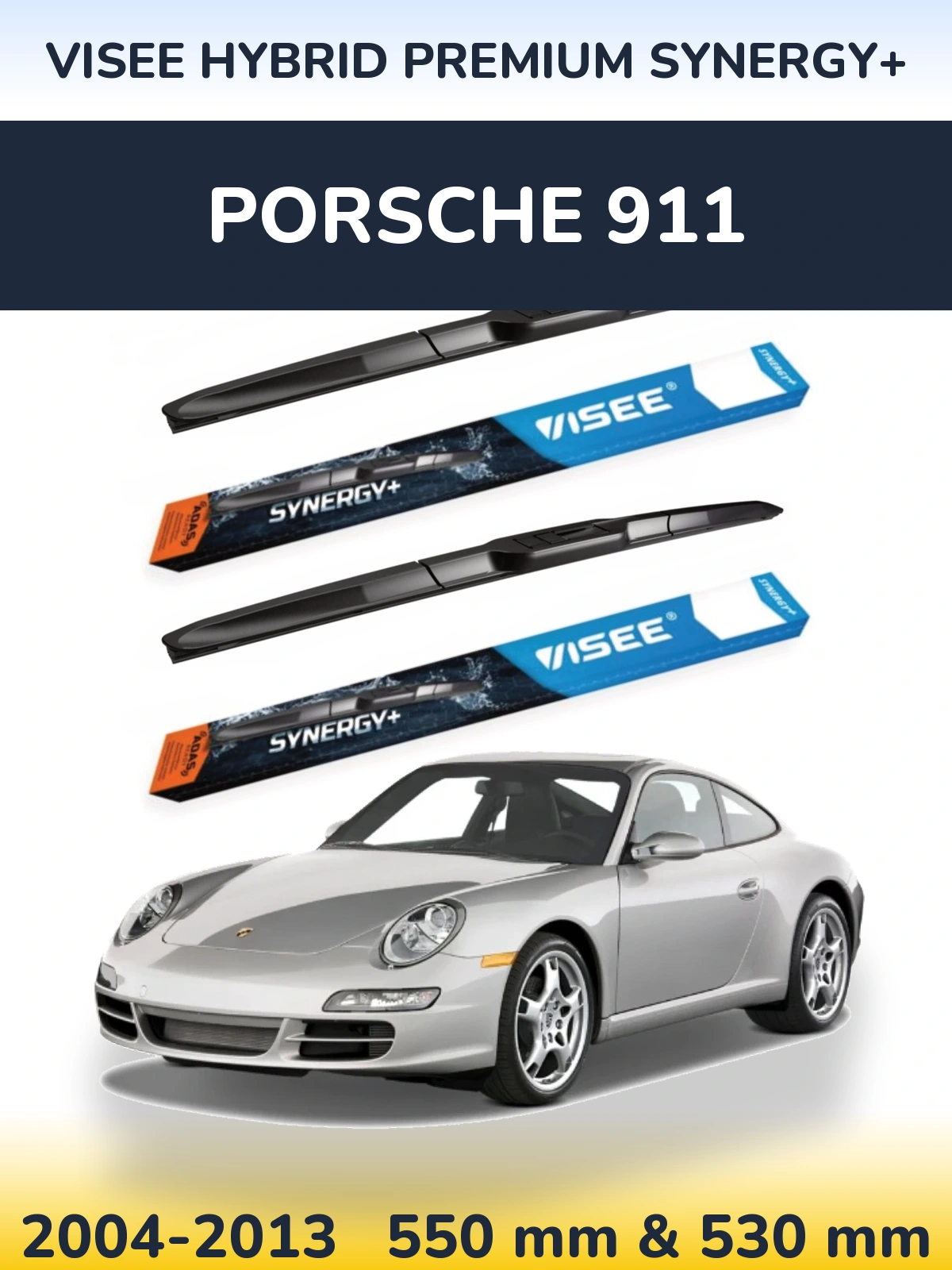 Комплект передних дворников VISEE HYBRID PREMIUM SYNERGY+ 550 & 530 мм для Porsche 911 2004-2013