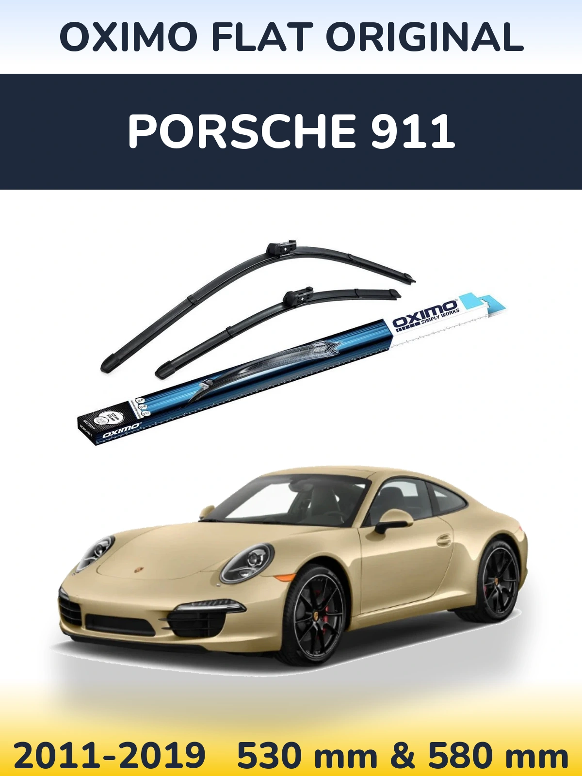 Komplet przednich wycieraczek Oximo Flat Original 530 & 580 mm do Porsche 911 2011-2019