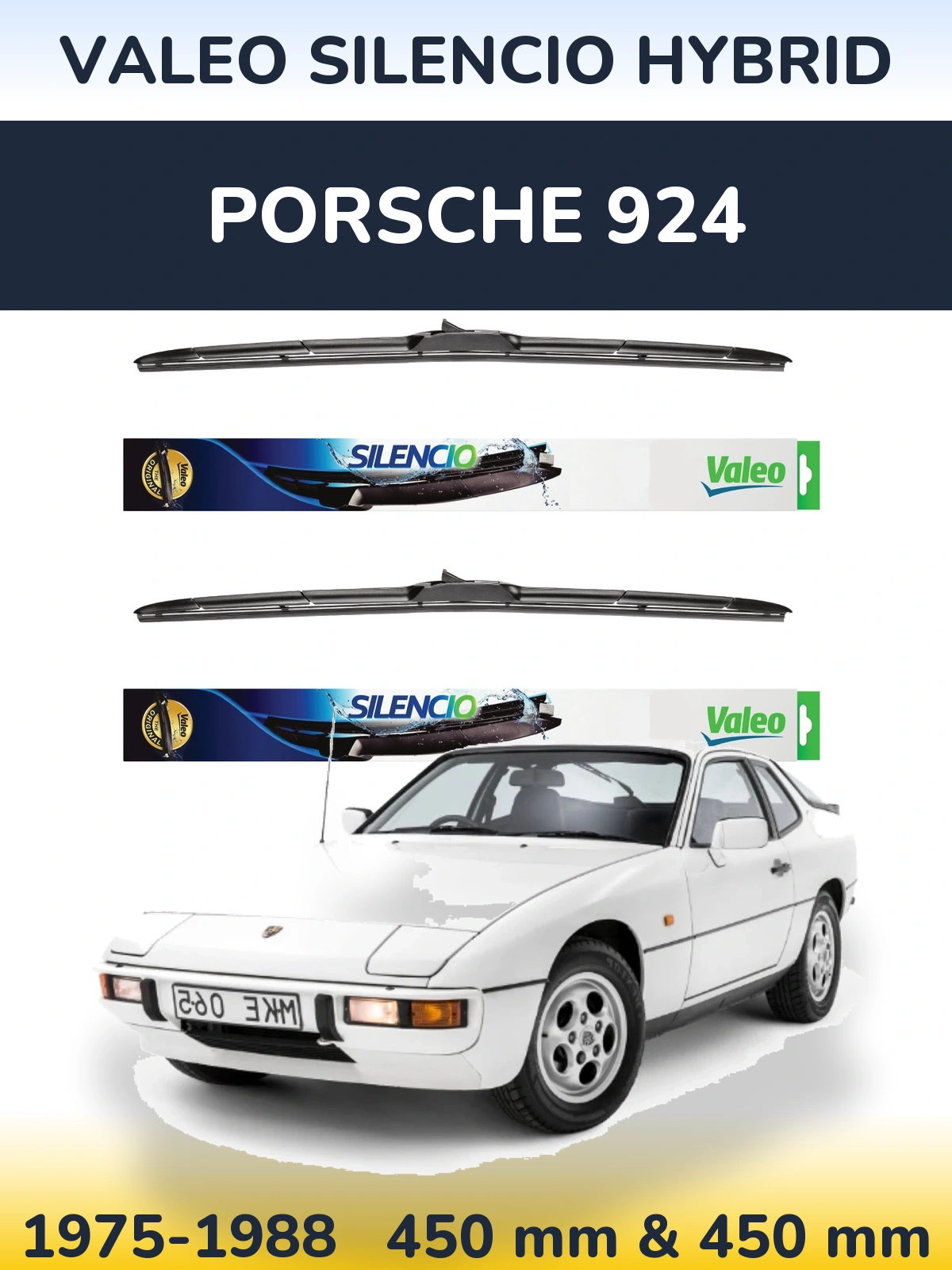 Комплект передних дворников Valeo Silencio Hybrid 450 & 450 мм для Porsche 924 1975-1988
