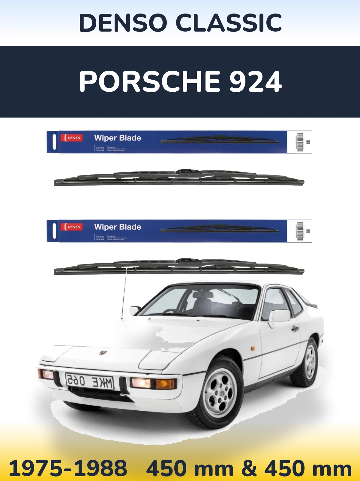 Komplet przednich wycieraczek Denso Classic 450 & 450 mm do Porsche 924 1975-1988