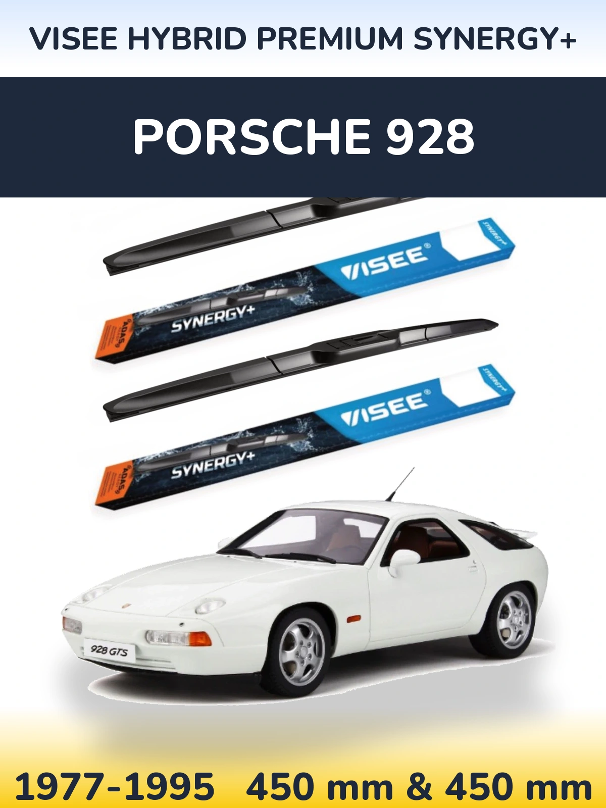 Komplet przednich wycieraczek VISEE HYBRID PREMIUM SYNERGY+ 450 & 450 mm do Porsche 928 1977-1995