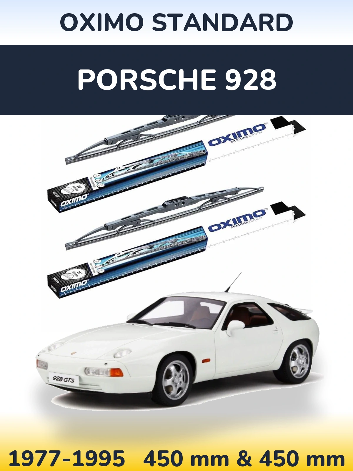 Front wiper blade set Oximo Standard 450 & 450 mm for Porsche 928 1977-1995