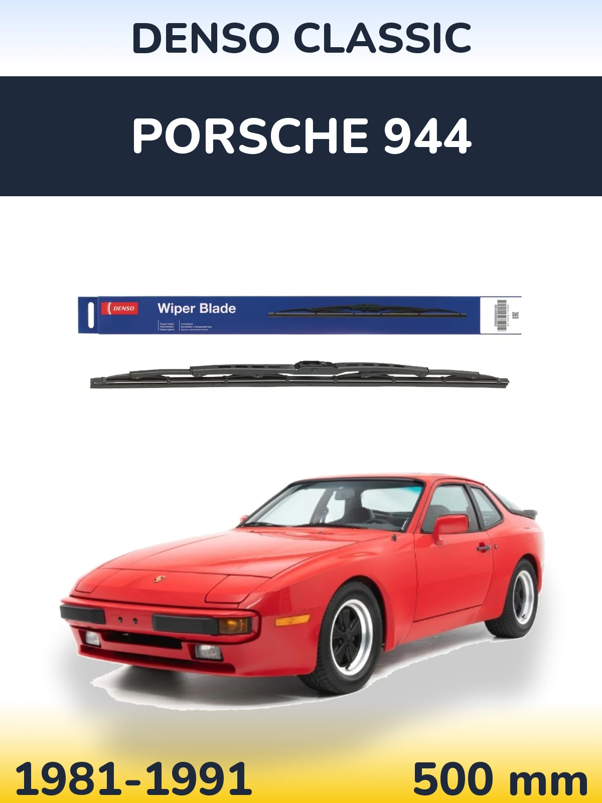 Rear wiper blade Denso Classic 500 mm for Porsche 944 1981-1991