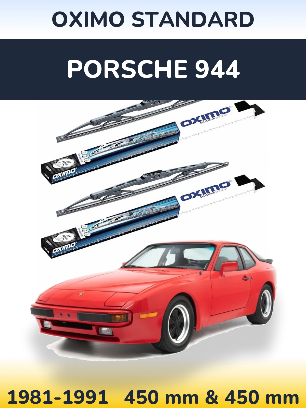 Front wiper blade set Oximo Standard 450 & 450 mm for Porsche 944 1981-1991