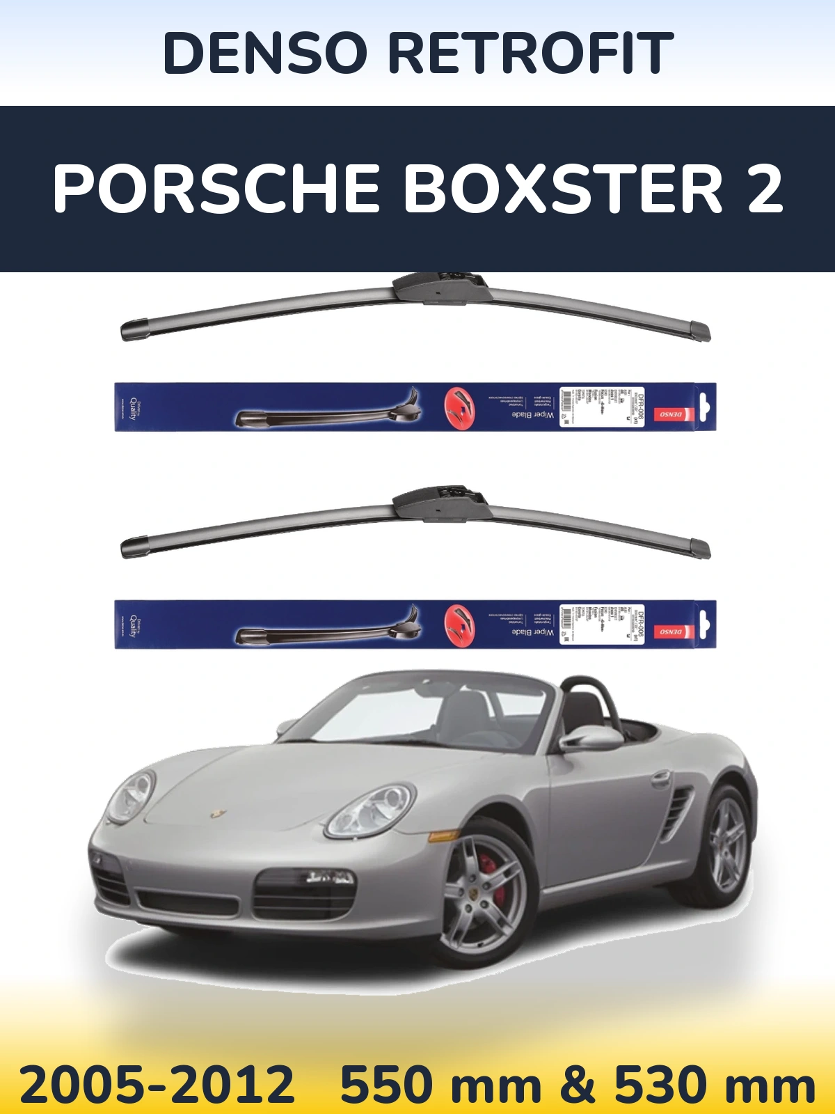 Komplet przednich wycieraczek Denso Retrofit 550 & 530 mm do Porsche Boxster 2 2005-2012