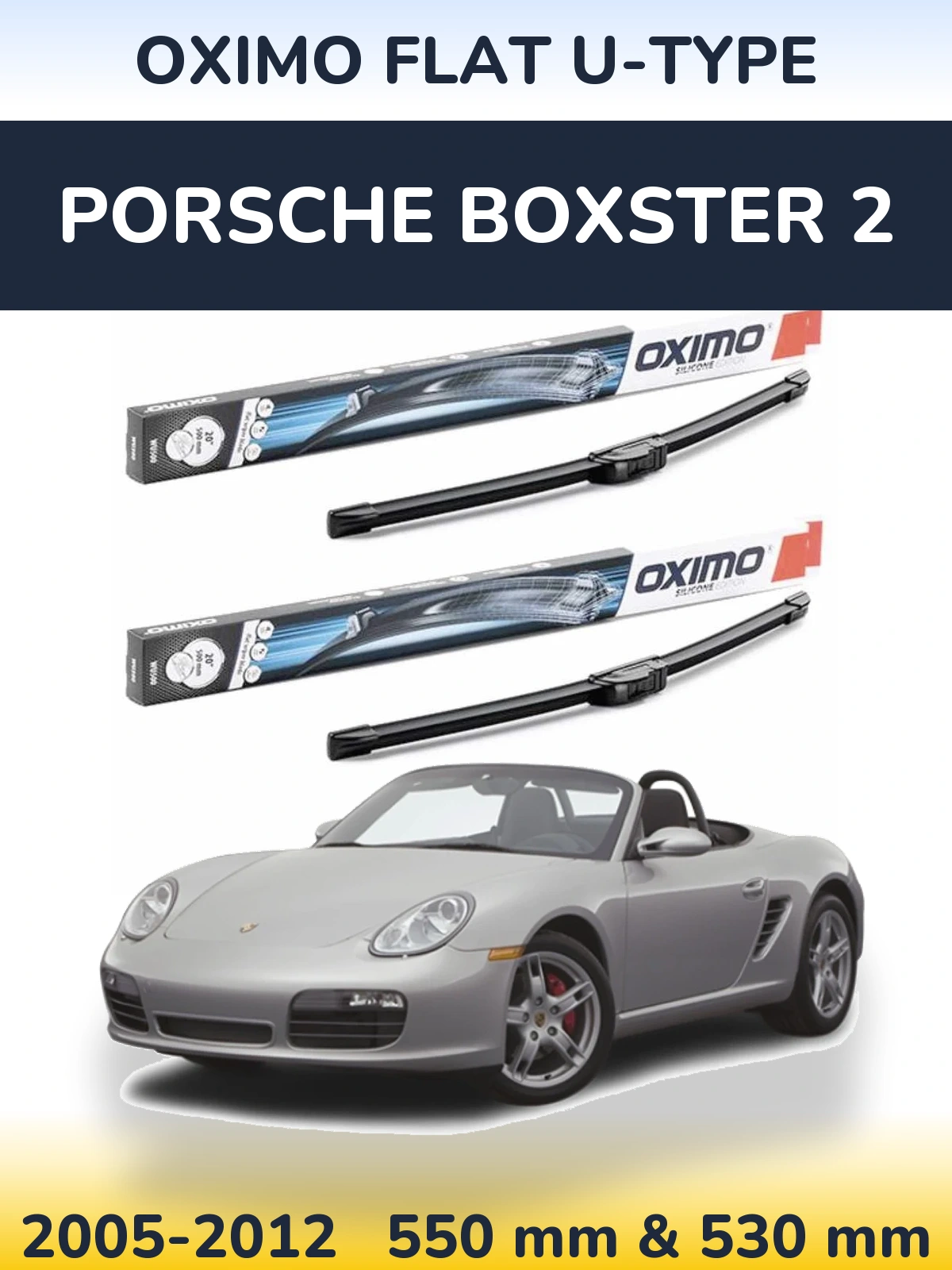 Komplet przednich wycieraczek Oximo Flat U-type 550 & 530 mm do Porsche Boxster 2 2005-2012