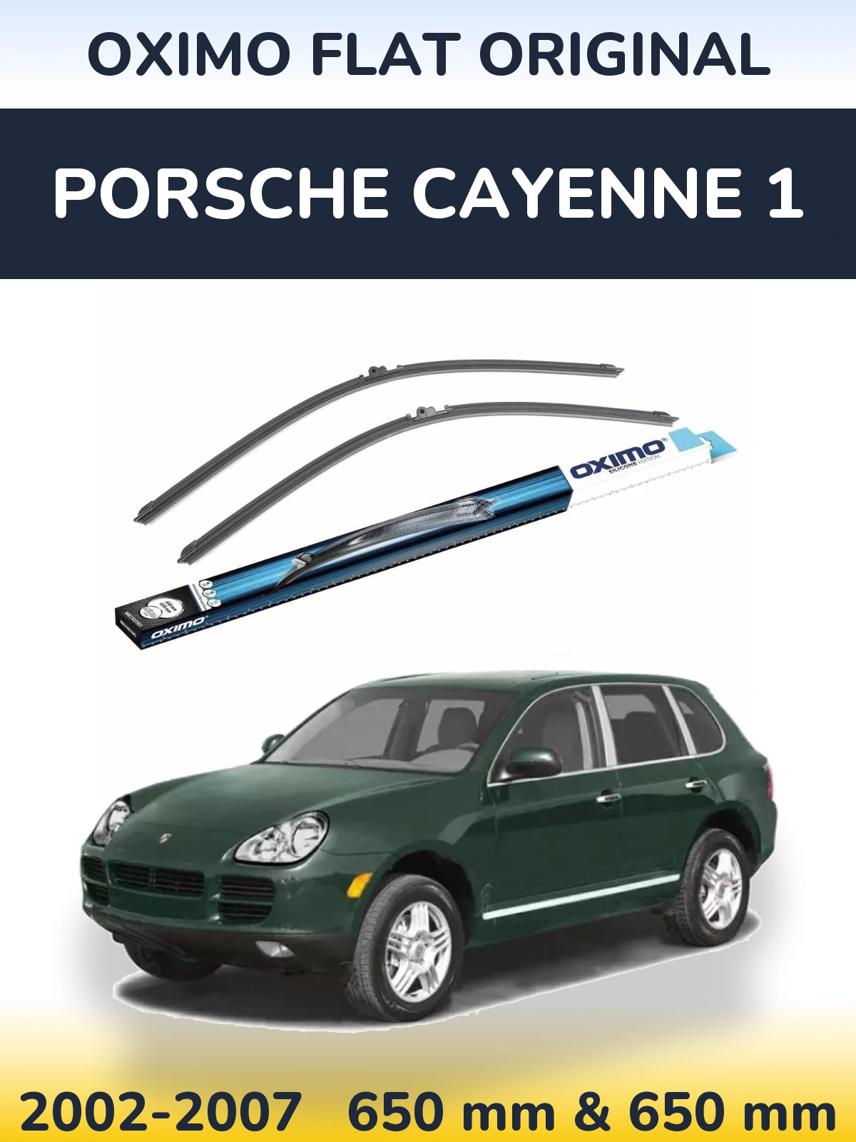 Front wiper blade set Oximo Flat Original 650 & 650 mm for Porsche Cayenne 1 2002-2007