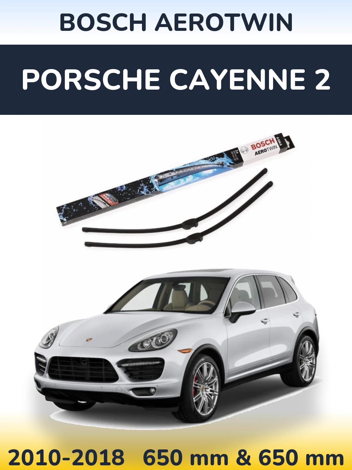 Komplet przednich wycieraczek BOSCH AeroTwin 650 & 650 mm do Porsche Cayenne 2 2010-2018