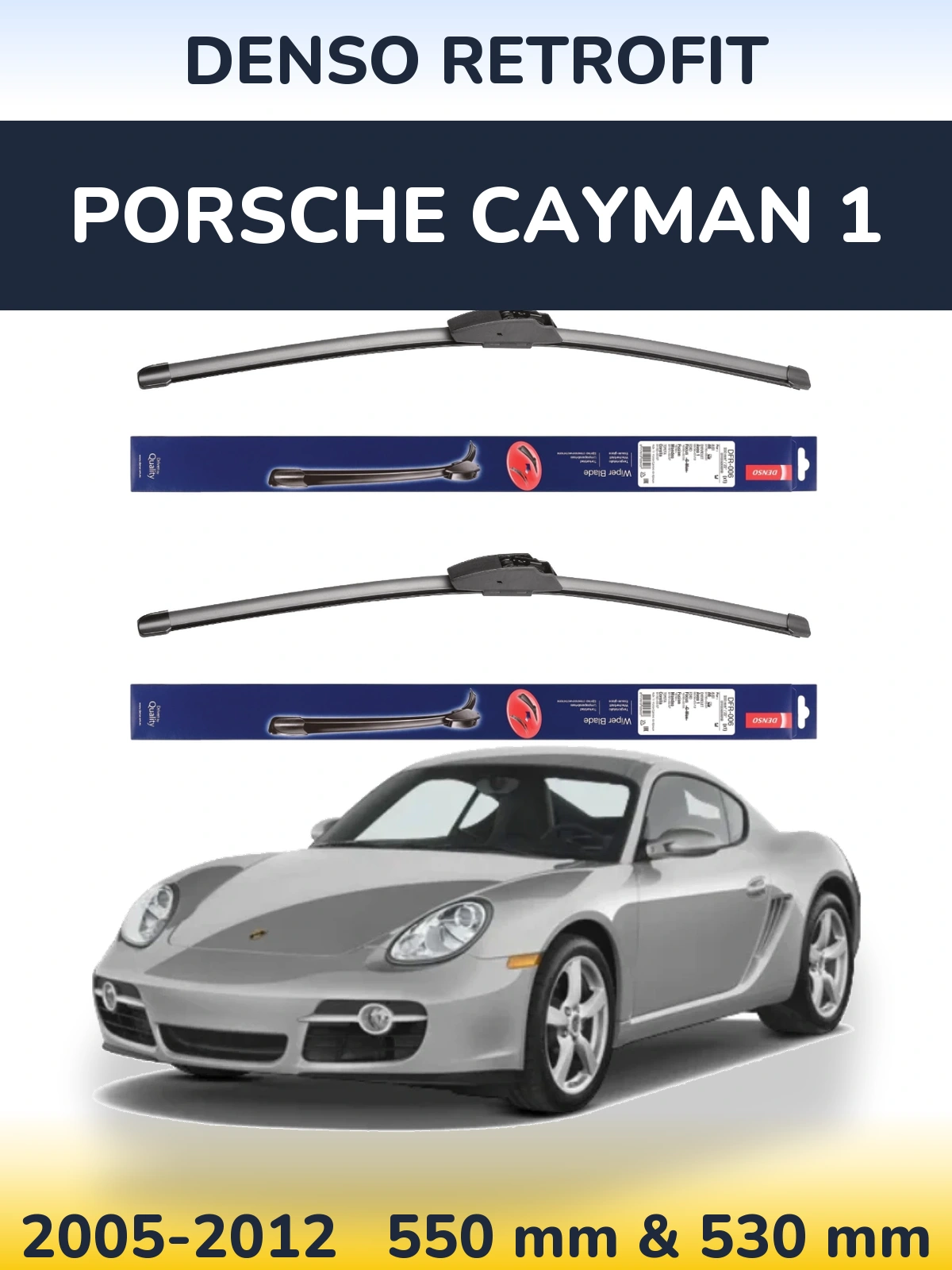 Комплект передних дворников Denso Retrofit 550 & 530 мм для Porsche Cayman 1 2005-2012