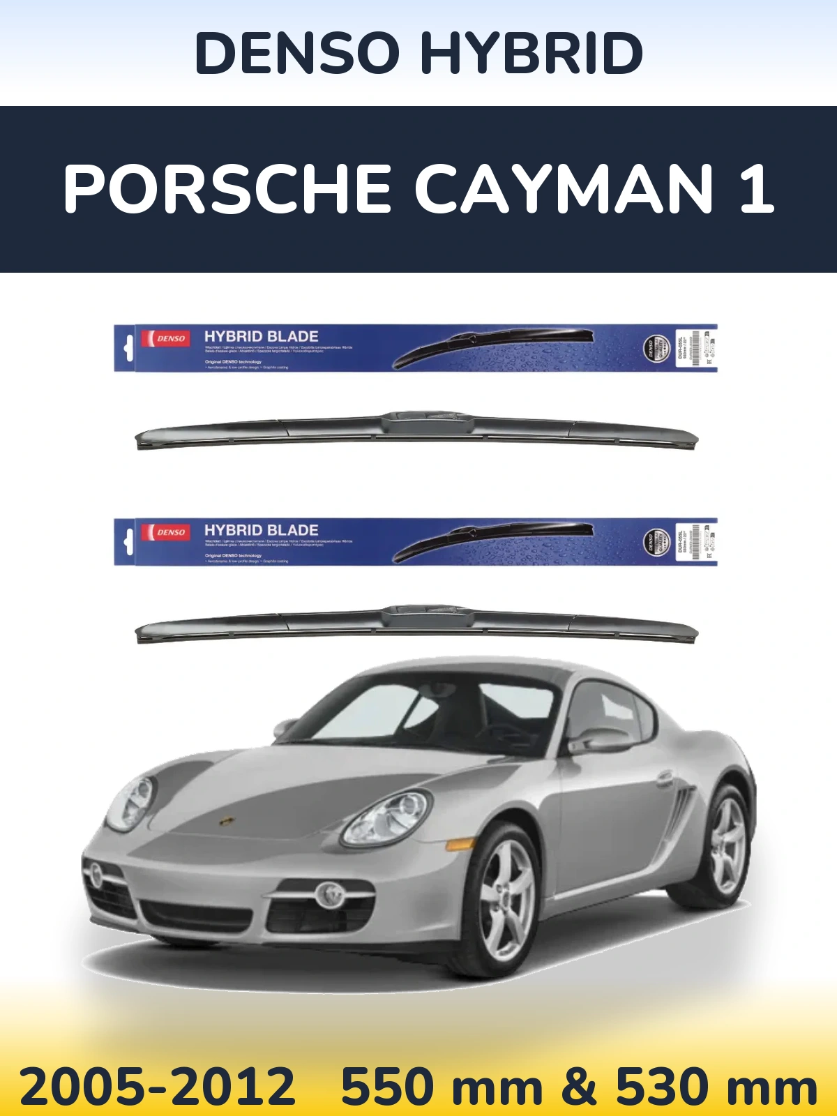 Komplet przednich wycieraczek Denso Hybrid 550 & 530 mm do Porsche Cayman 1 2005-2012