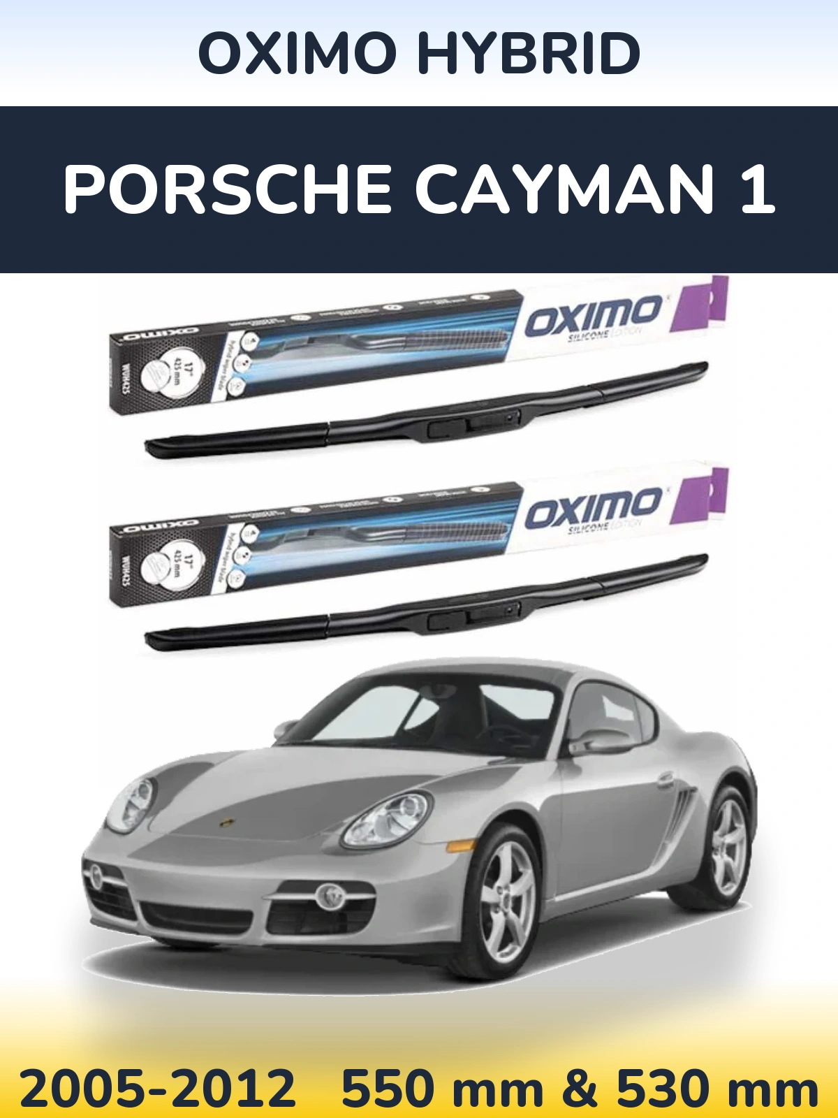 Komplet przednich wycieraczek Oximo Hybrid 550 & 530 mm do Porsche Cayman 1 2005-2012