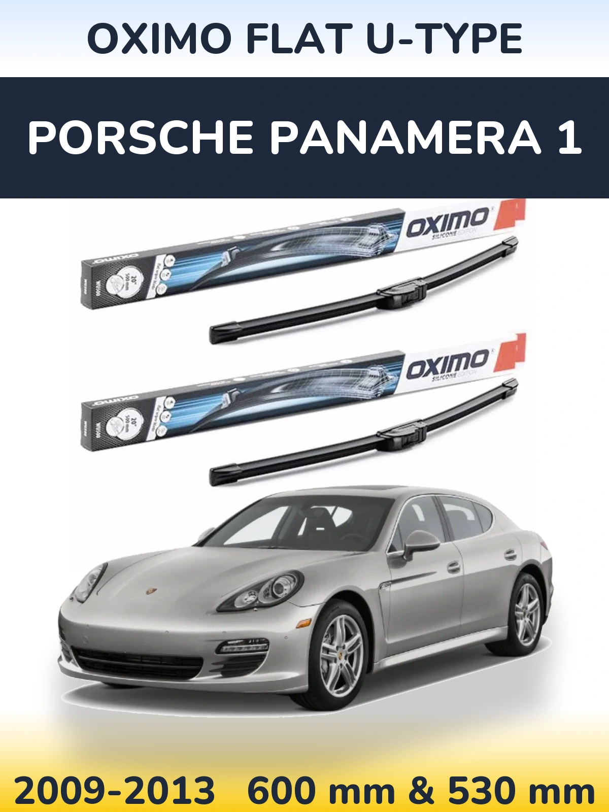 Комплект передних дворников Oximo Flat U-type 600 & 530 мм для Porsche Panamera 1 2009-2013