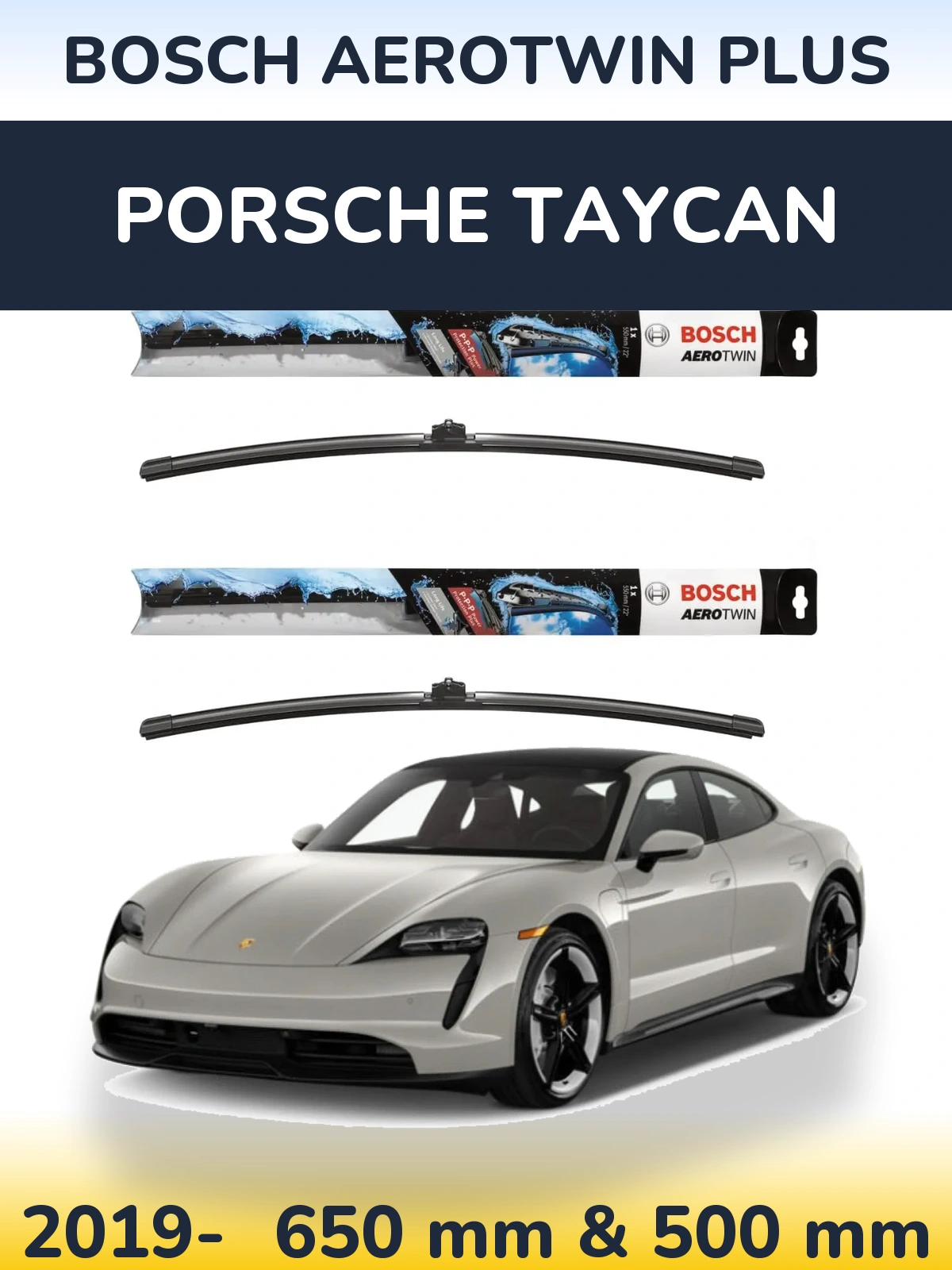 Комплект передних дворников BOSCH AeroTwin Plus 650 & 500 мм для Porsche Taycan 2019-2026