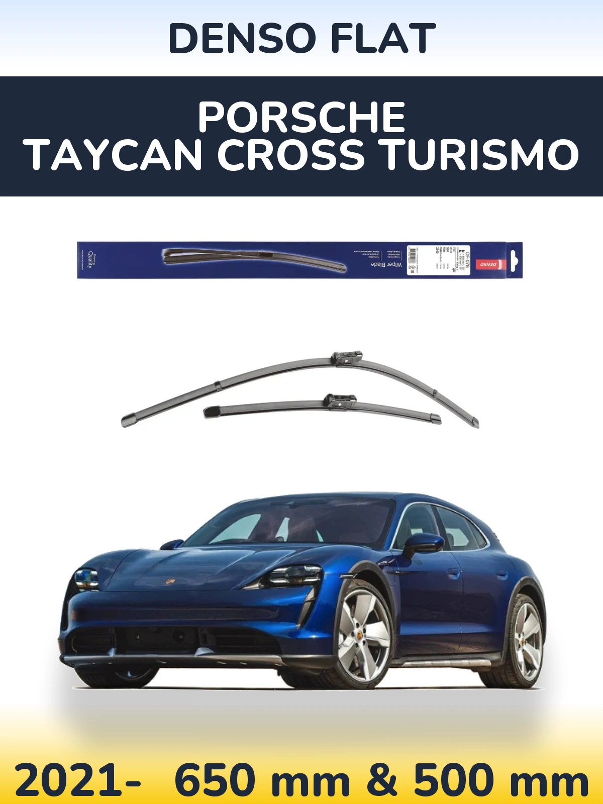 Front wiper blade set Denso Flat 630 & 500 mm for Porsche Taycan Cross Turismo 2021-2026