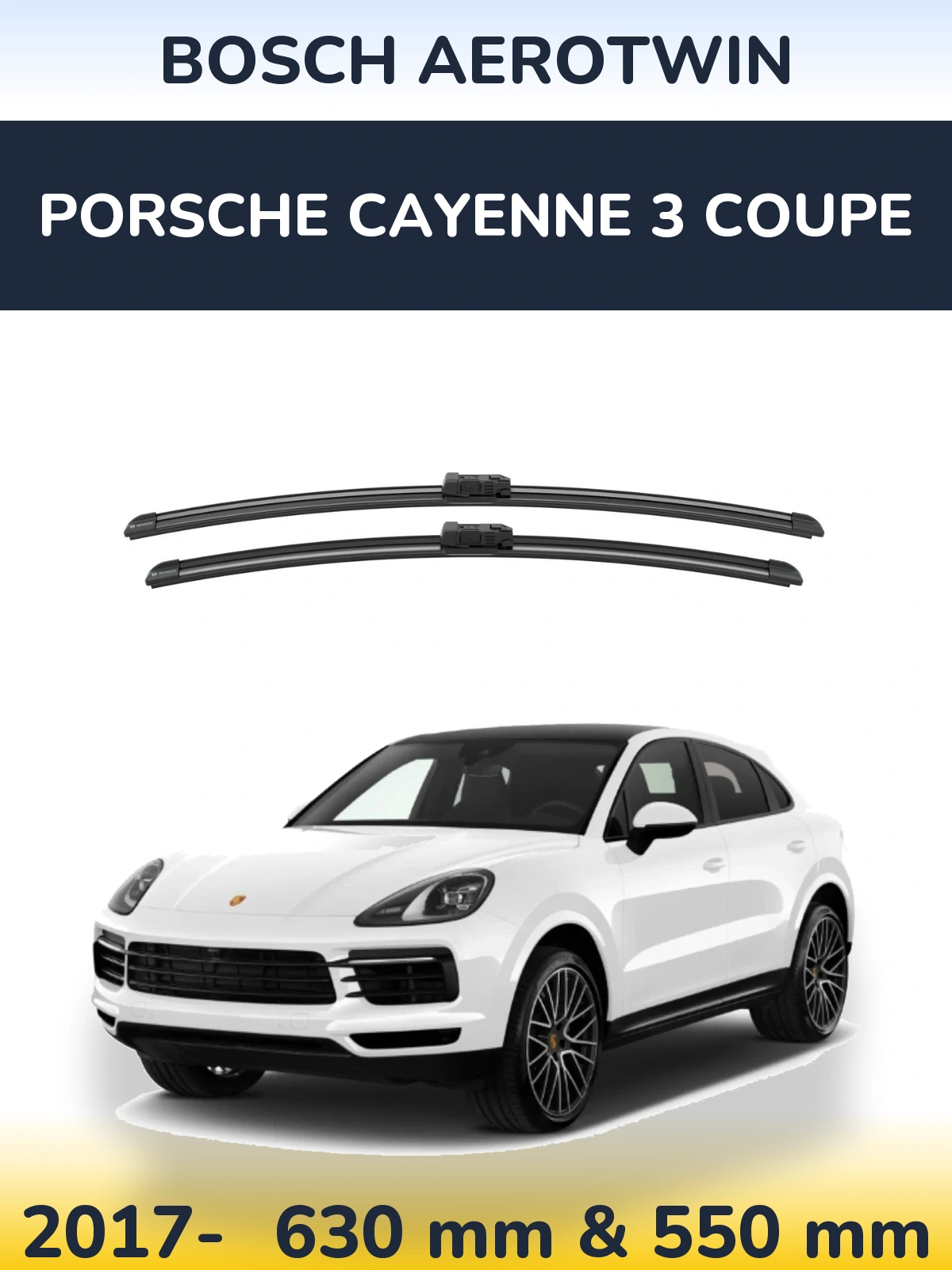 Комплект передних дворников BOSCH AeroTwin 625 & 550 мм для Porsche Cayenne 3 Coupe 2017-2026