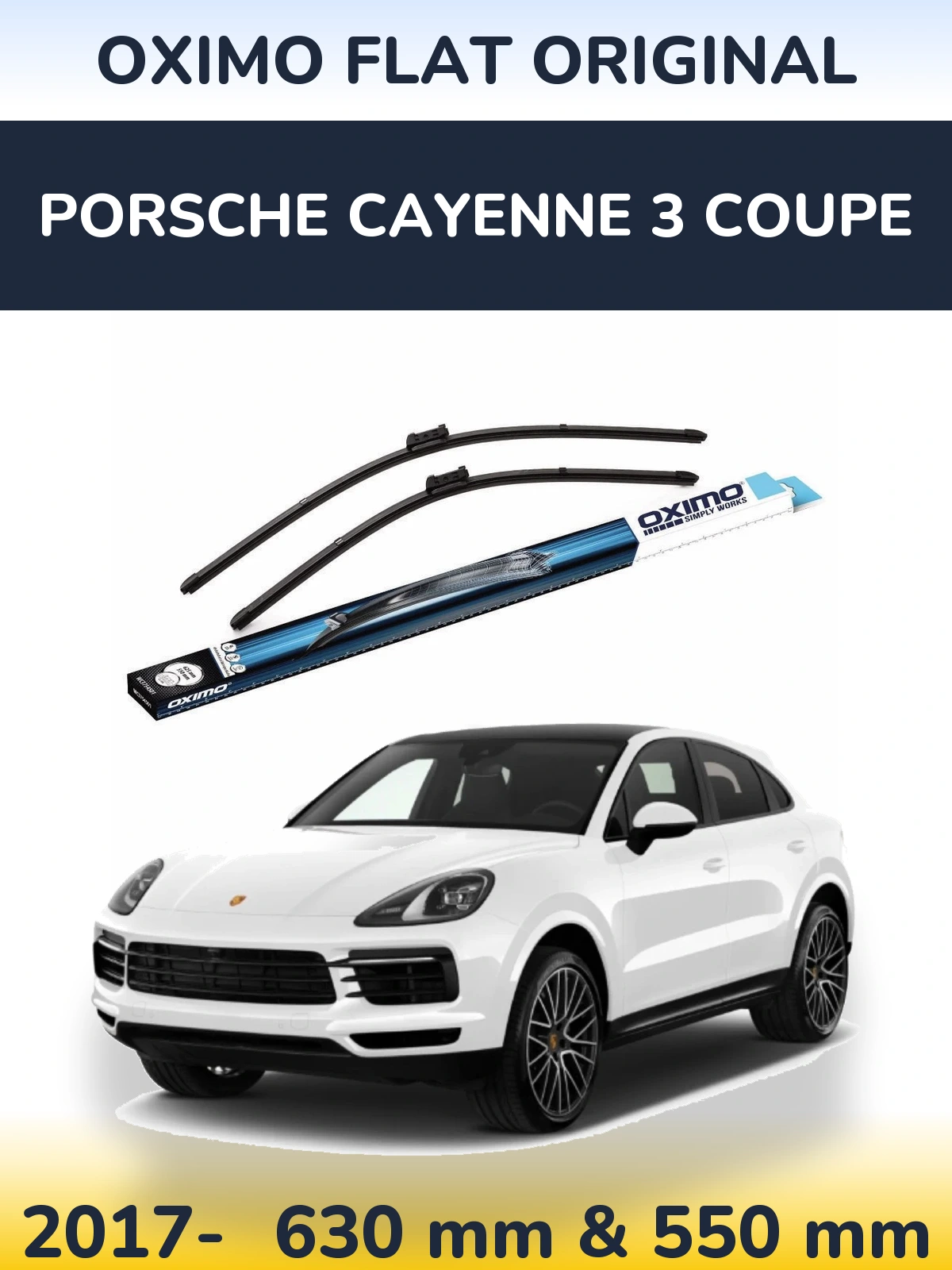 Komplet przednich wycieraczek Oximo Flat Original 630 & 550 mm do Porsche Cayenne 3 Coupe 2017-2026