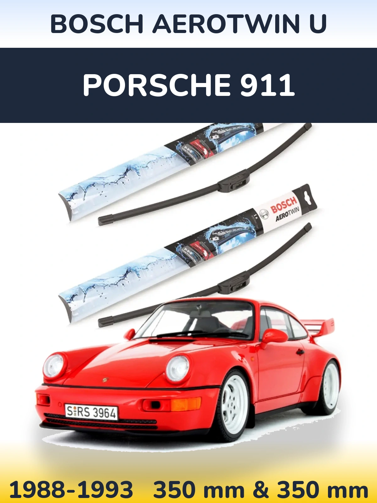 Комплект передних дворников BOSCH AeroTwin U 350 & 350 мм для Porsche 911 1988-1993